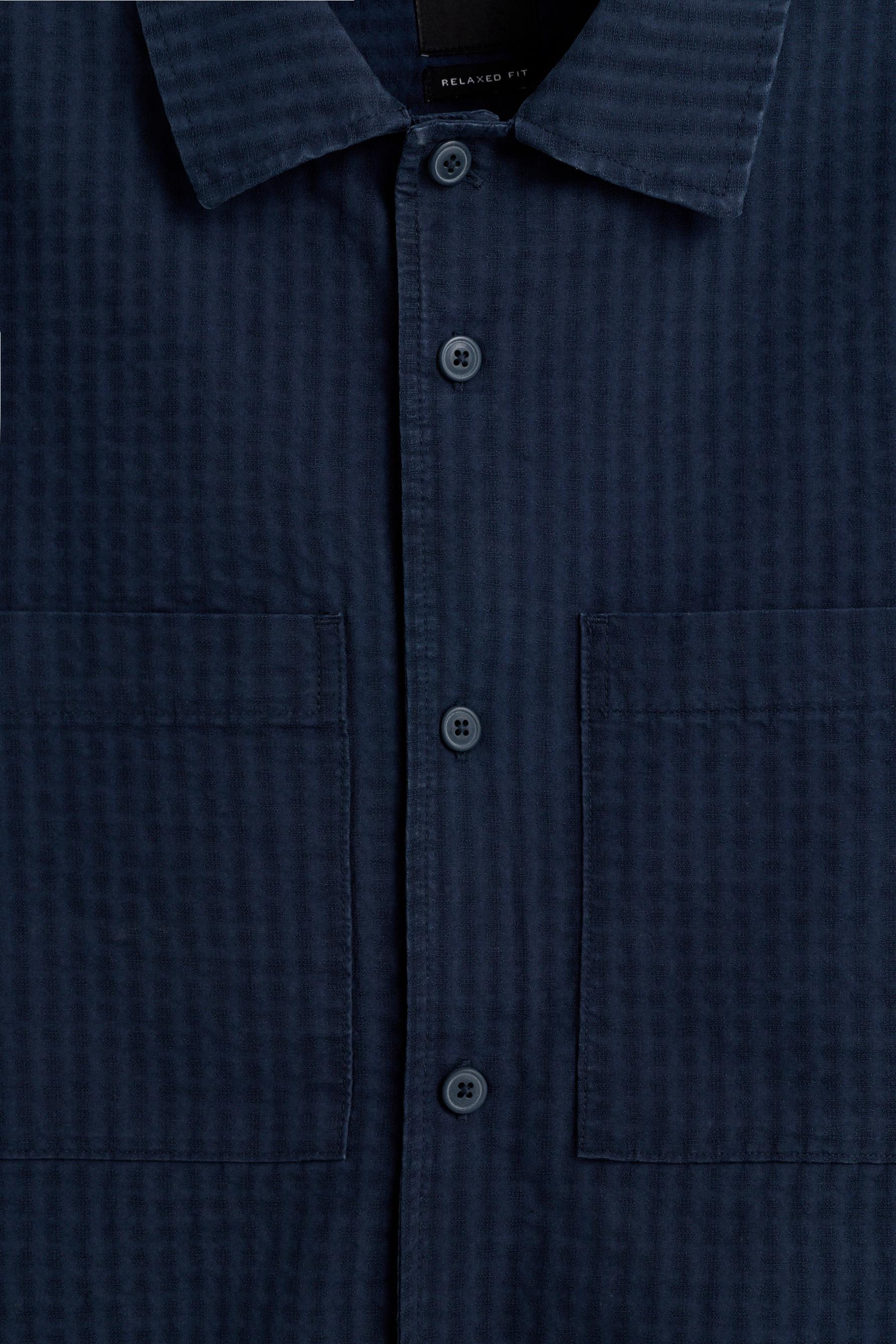 Jacquard shirt with pocket — NAVY