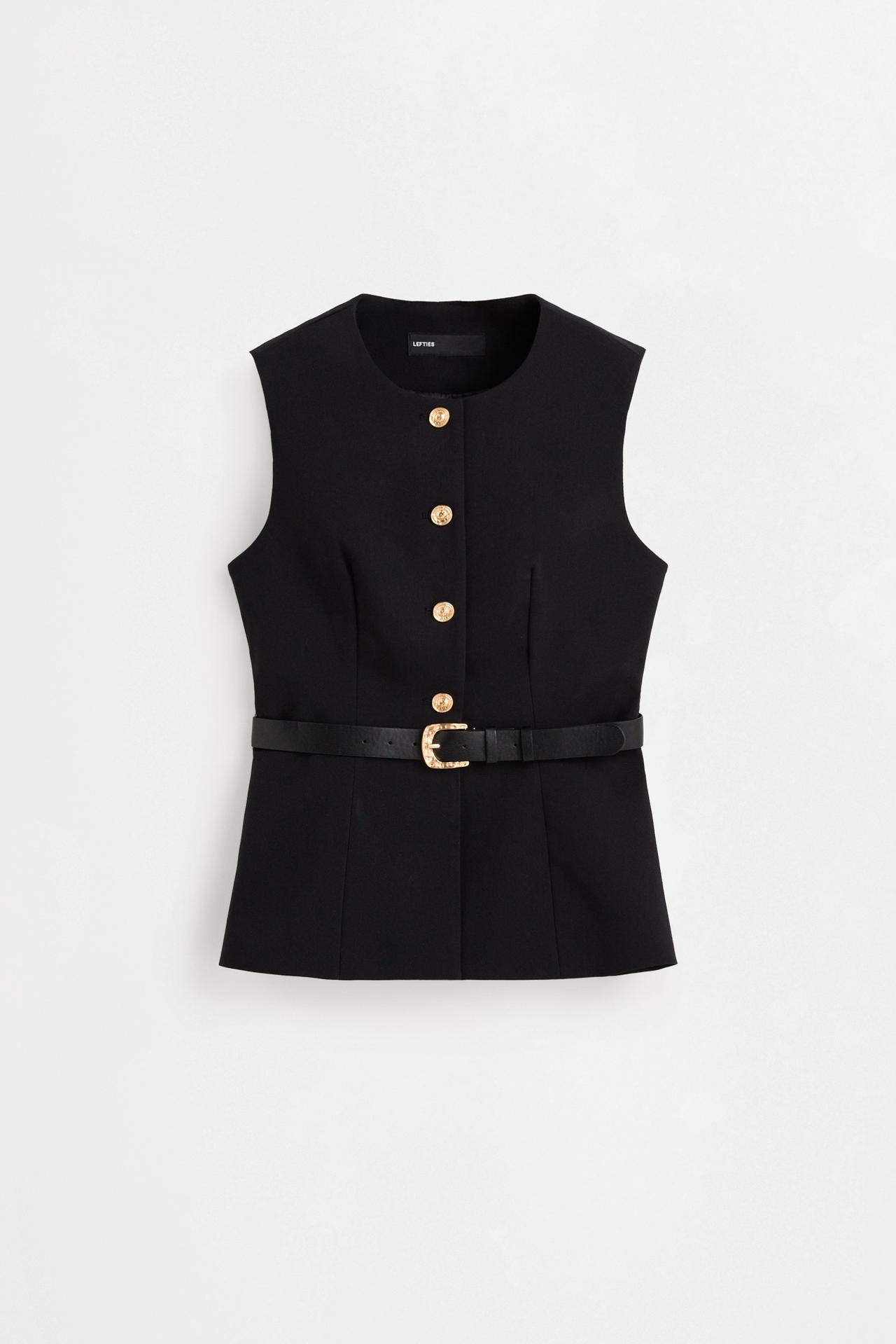 Long buttoned waistcoat — BLACK