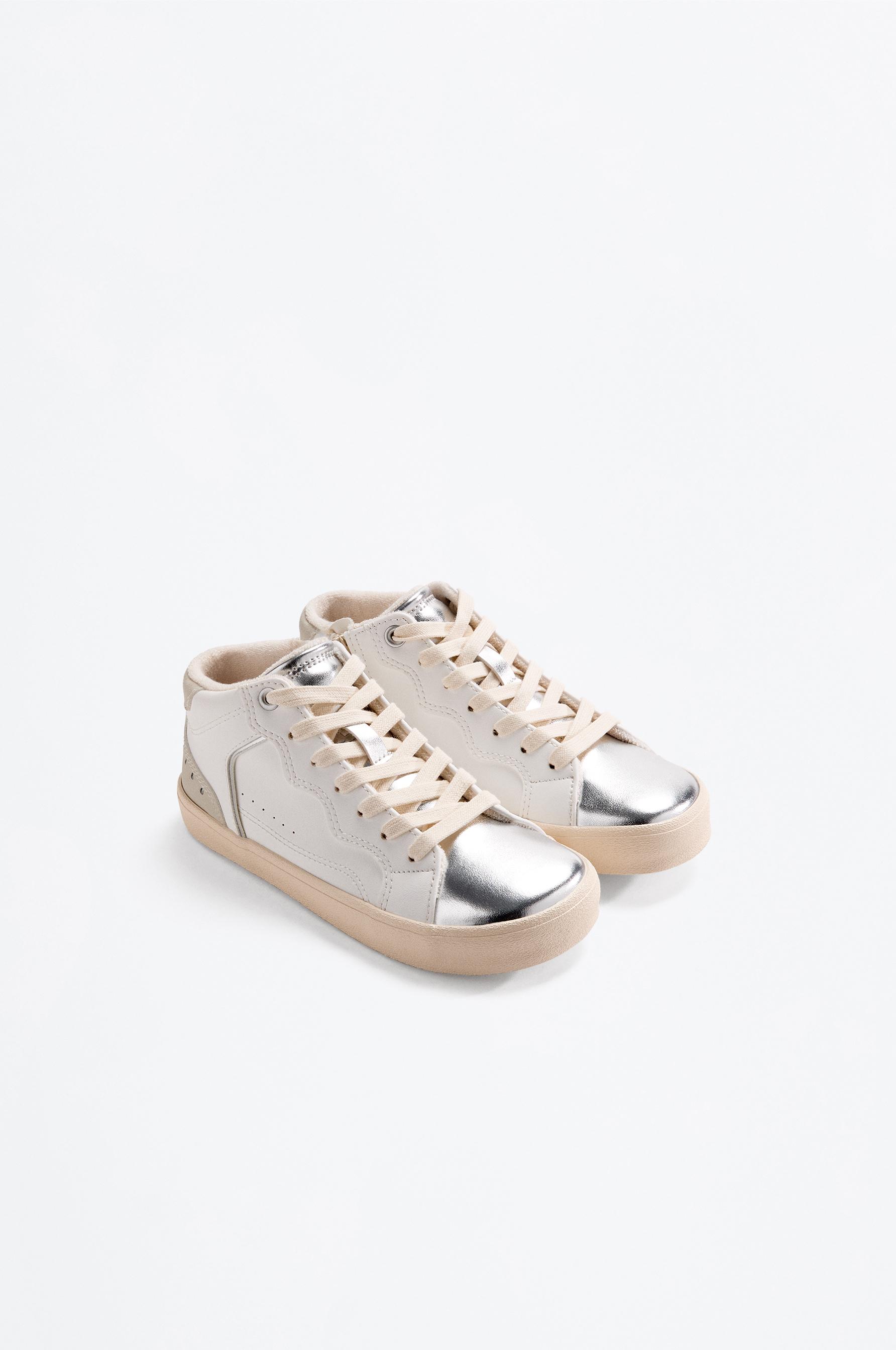 Ankle sneaker with rhinestones — WHITE