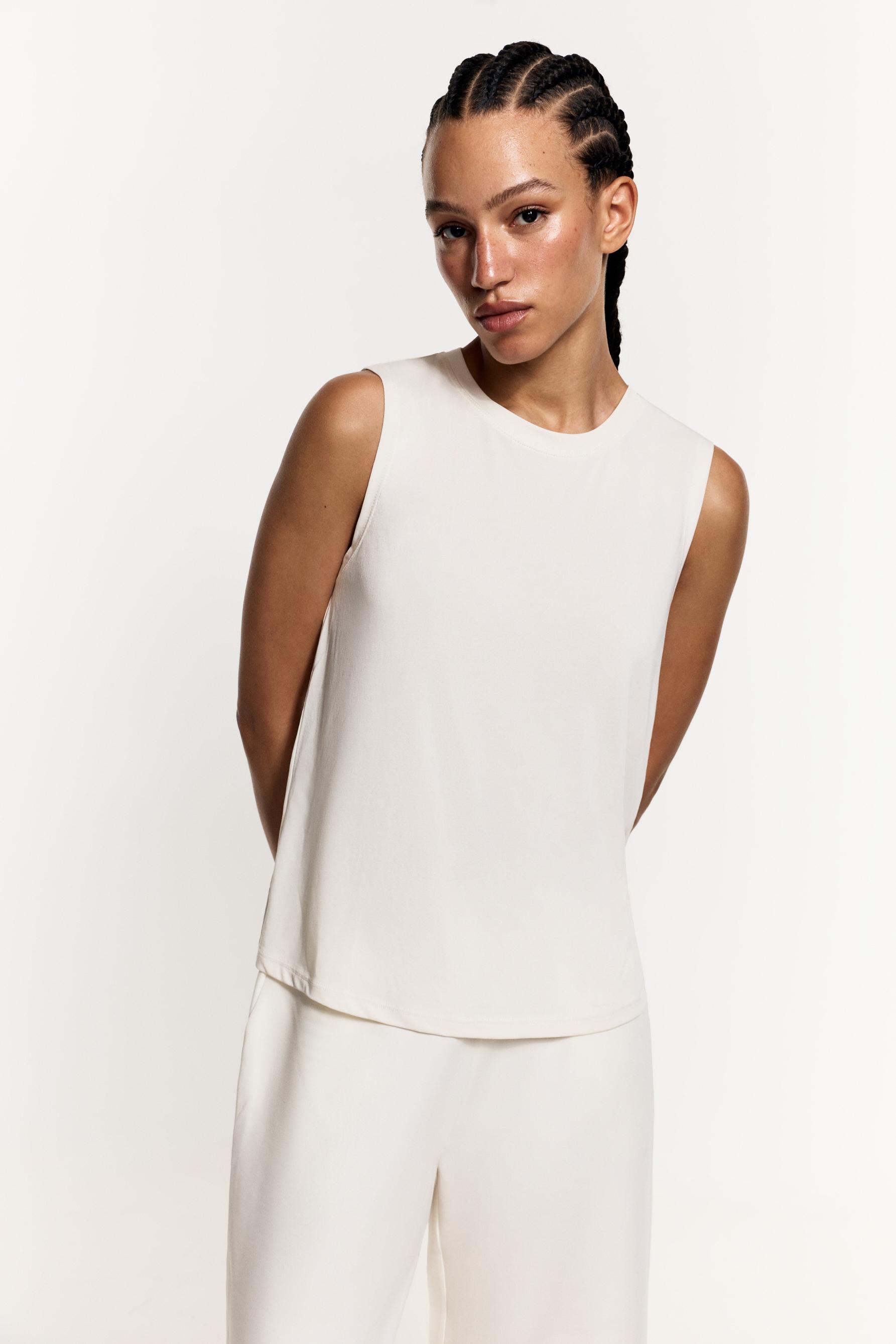 Flowing modal-effect T-shirt — OFF WHITE