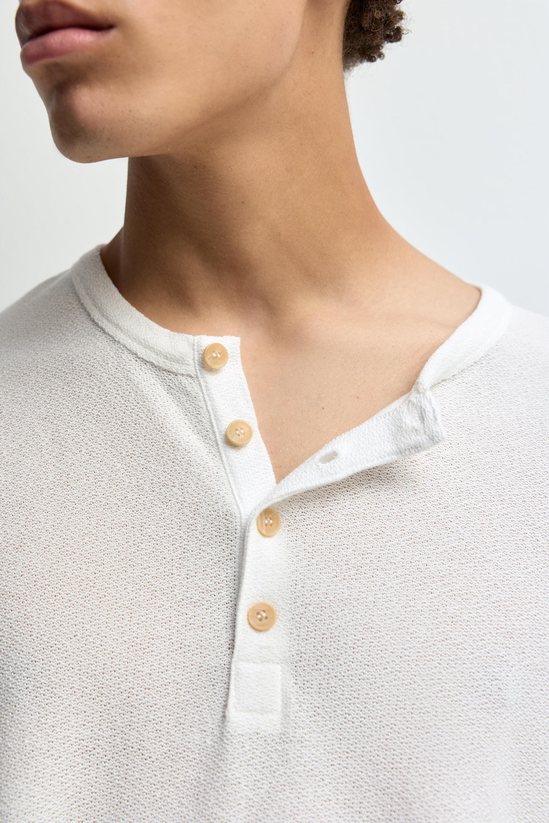 Rustic henley T-shirt — OFF WHITE