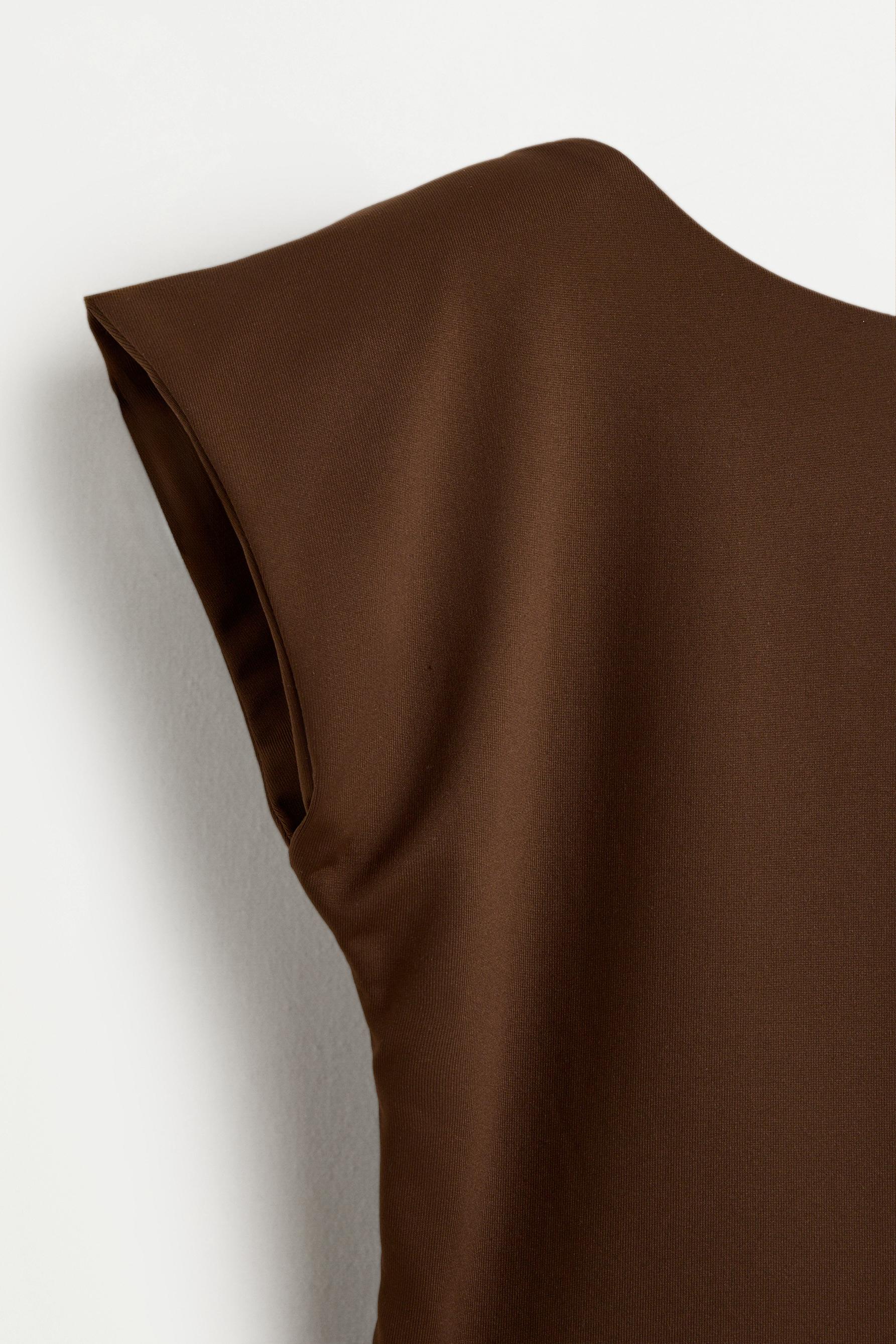 Polyamide T-shirt with open back — BROWN