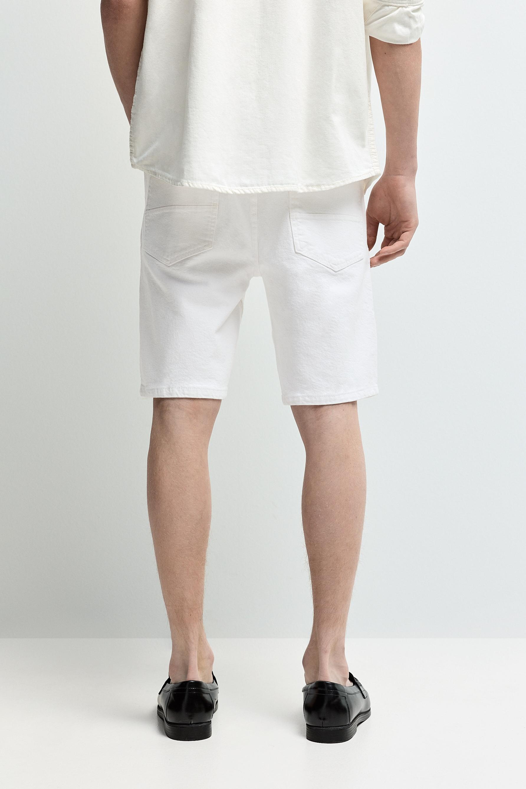 Slim denim Bermuda shorts — WHITE