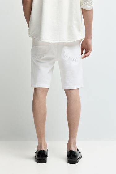 Slim denim Bermuda shorts — WHITE 4