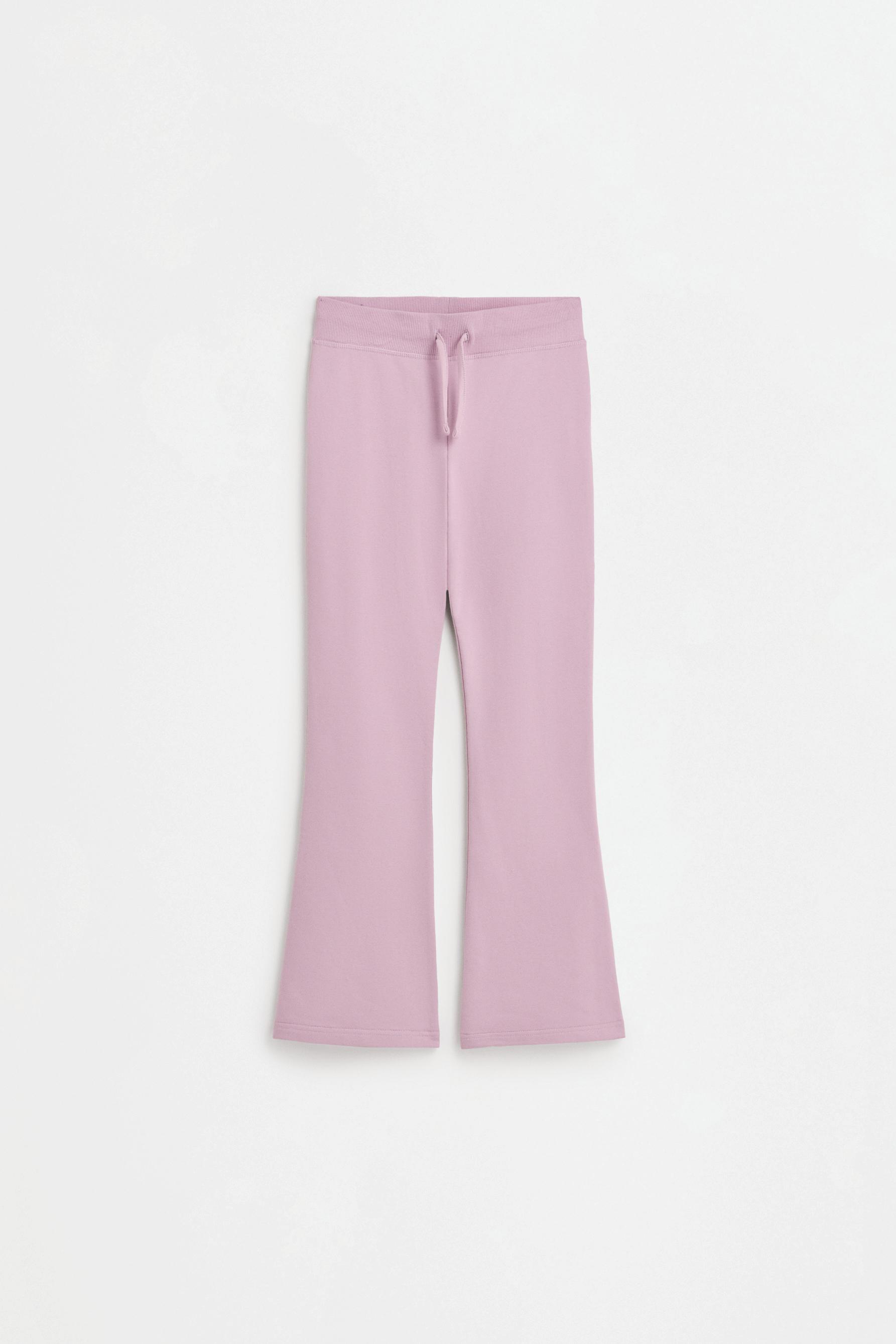 Star print fleece bell bottom leggings — PALE MAUVE