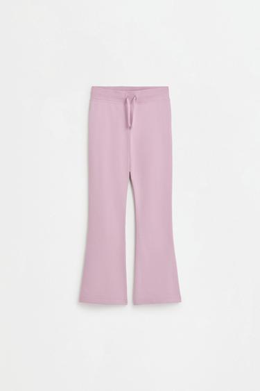 Star print fleece bell bottom leggings — PALE MAUVE 1