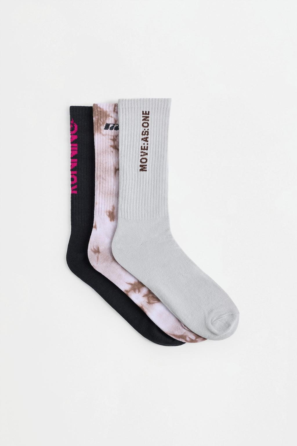 Long socks with slogan (3-pack)
