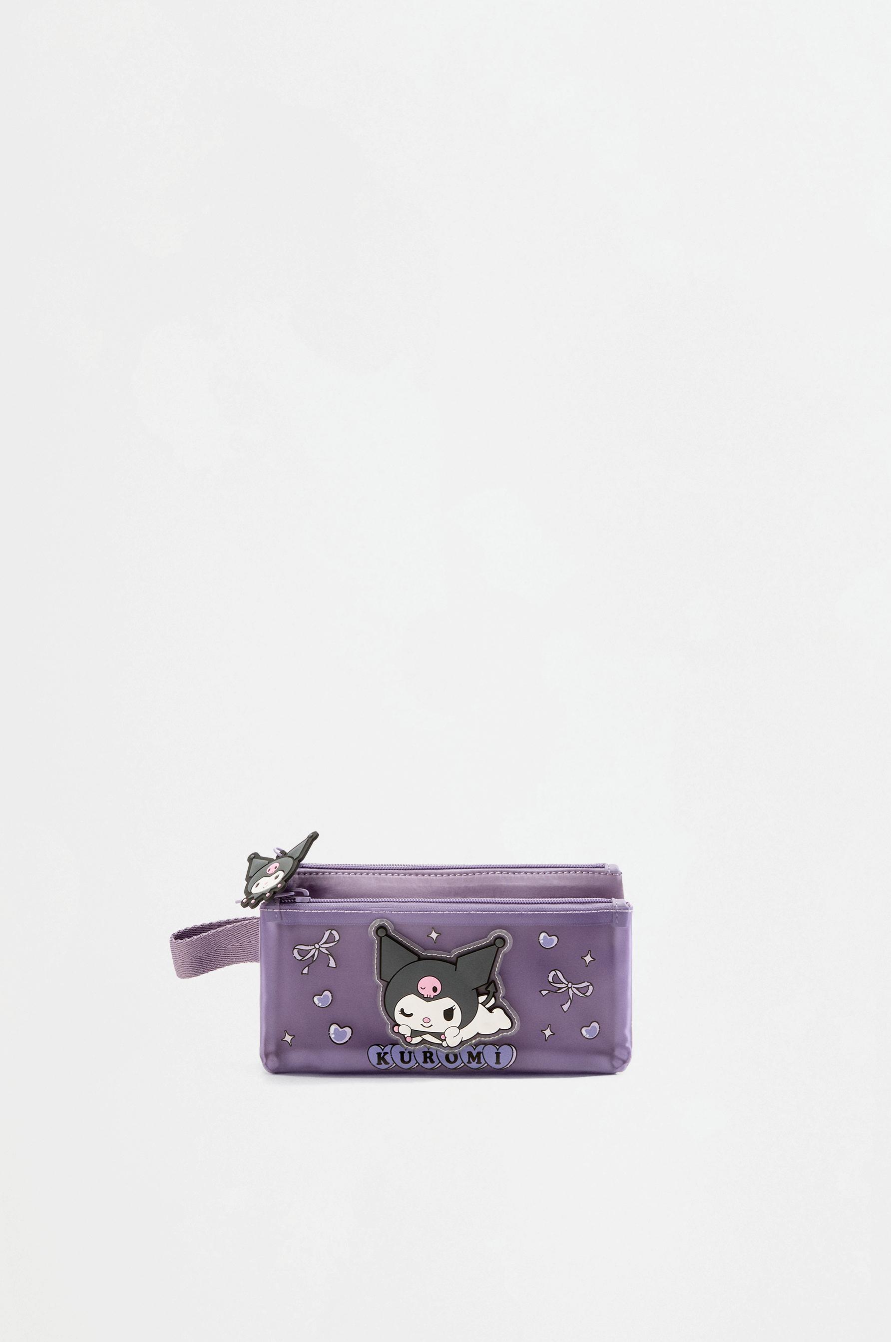 Kuromi ©SANRIO triple-zip pencil case — Tan