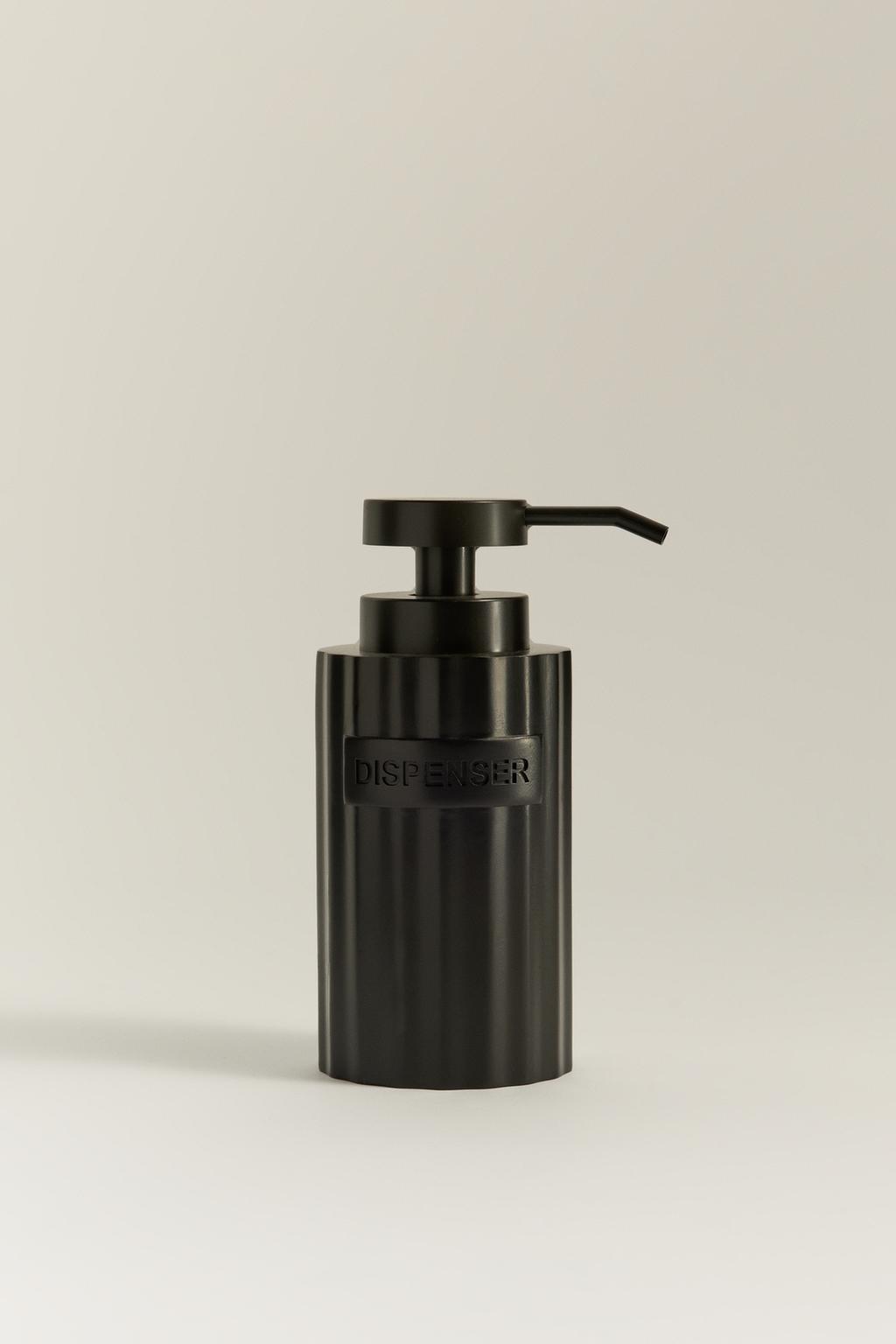 Dispensador jabón resina rayada 18 x Ø8cm.