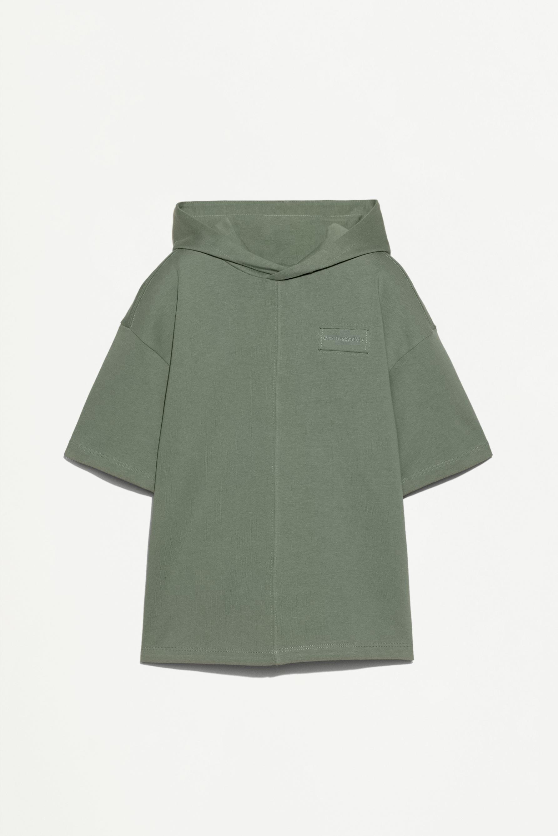 Heavy jersey hooded short sleeve T-shirt — FADED GREEN