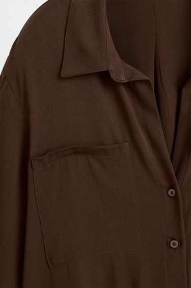 Flowy pocket shirt — PALE BROWN 7