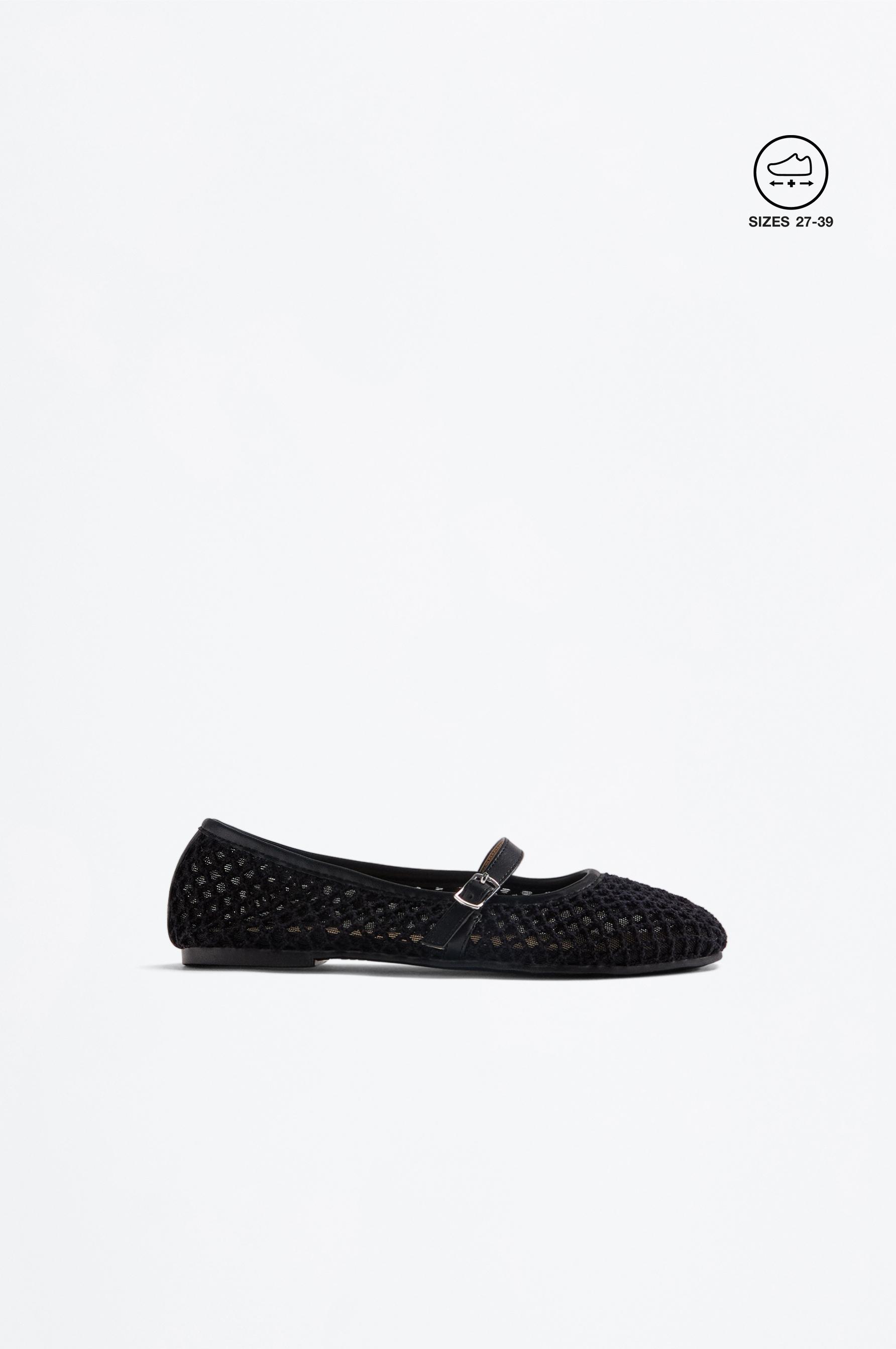 MESH BALLET FLATS — BLACK