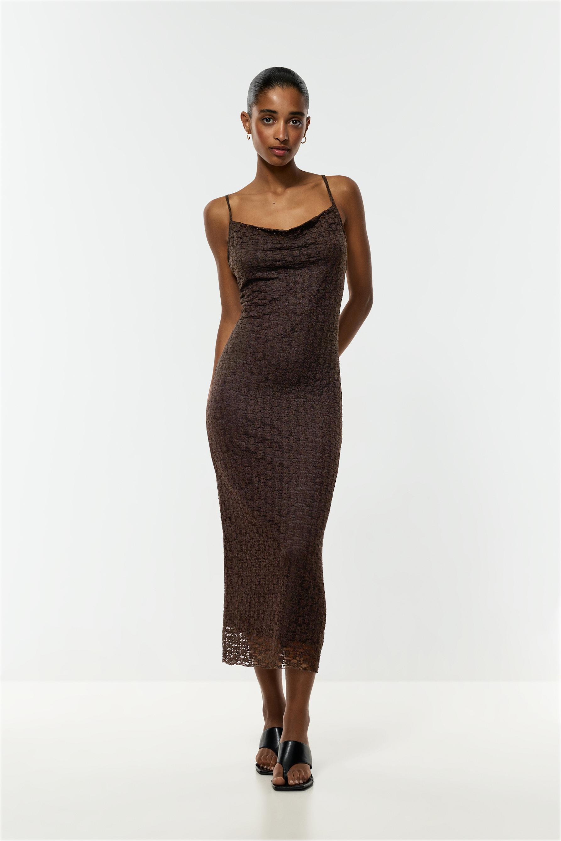 Lace midi dress — CHOCOLATE