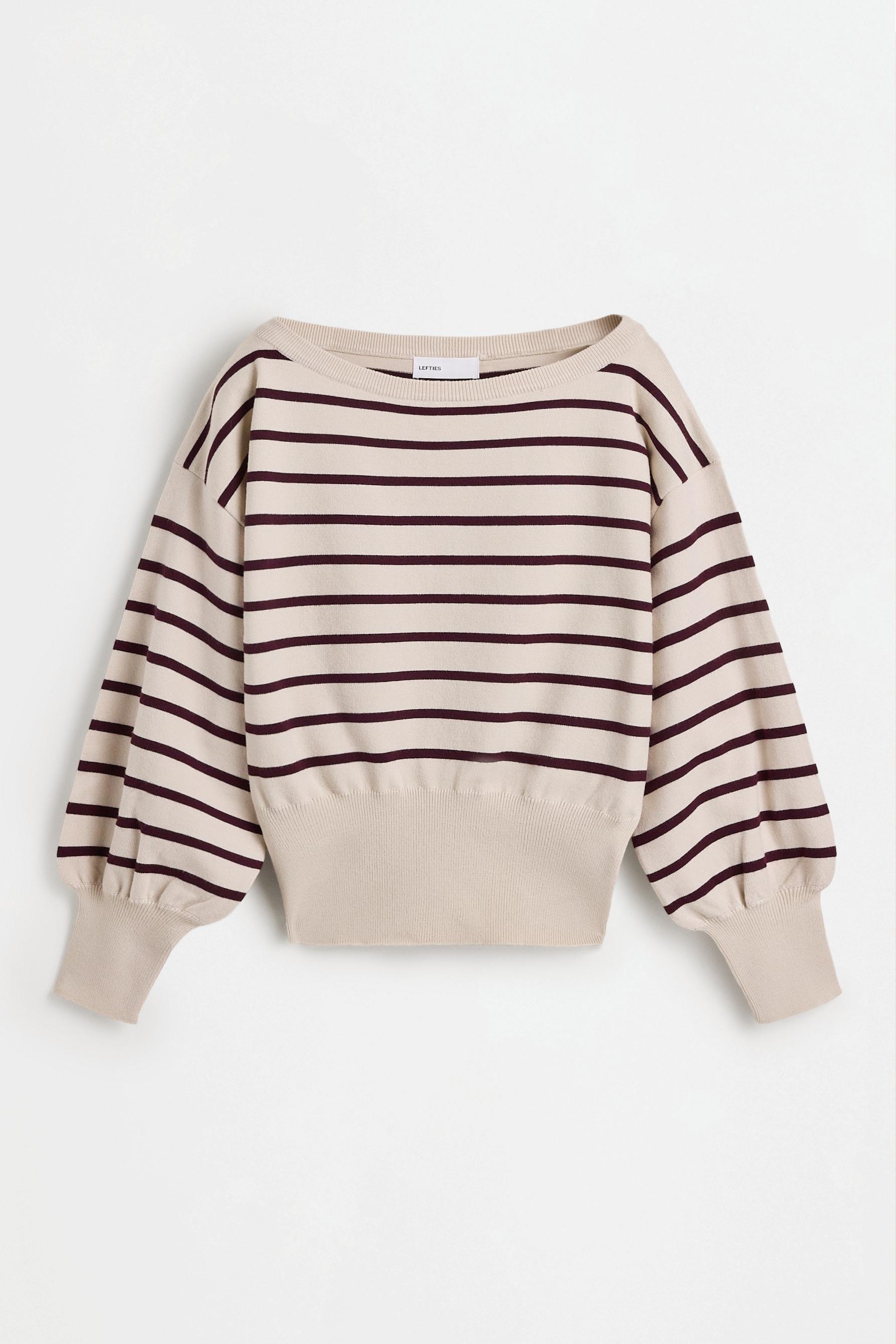 Off-the-shoulder knit sweater — ECRU/BEIGE