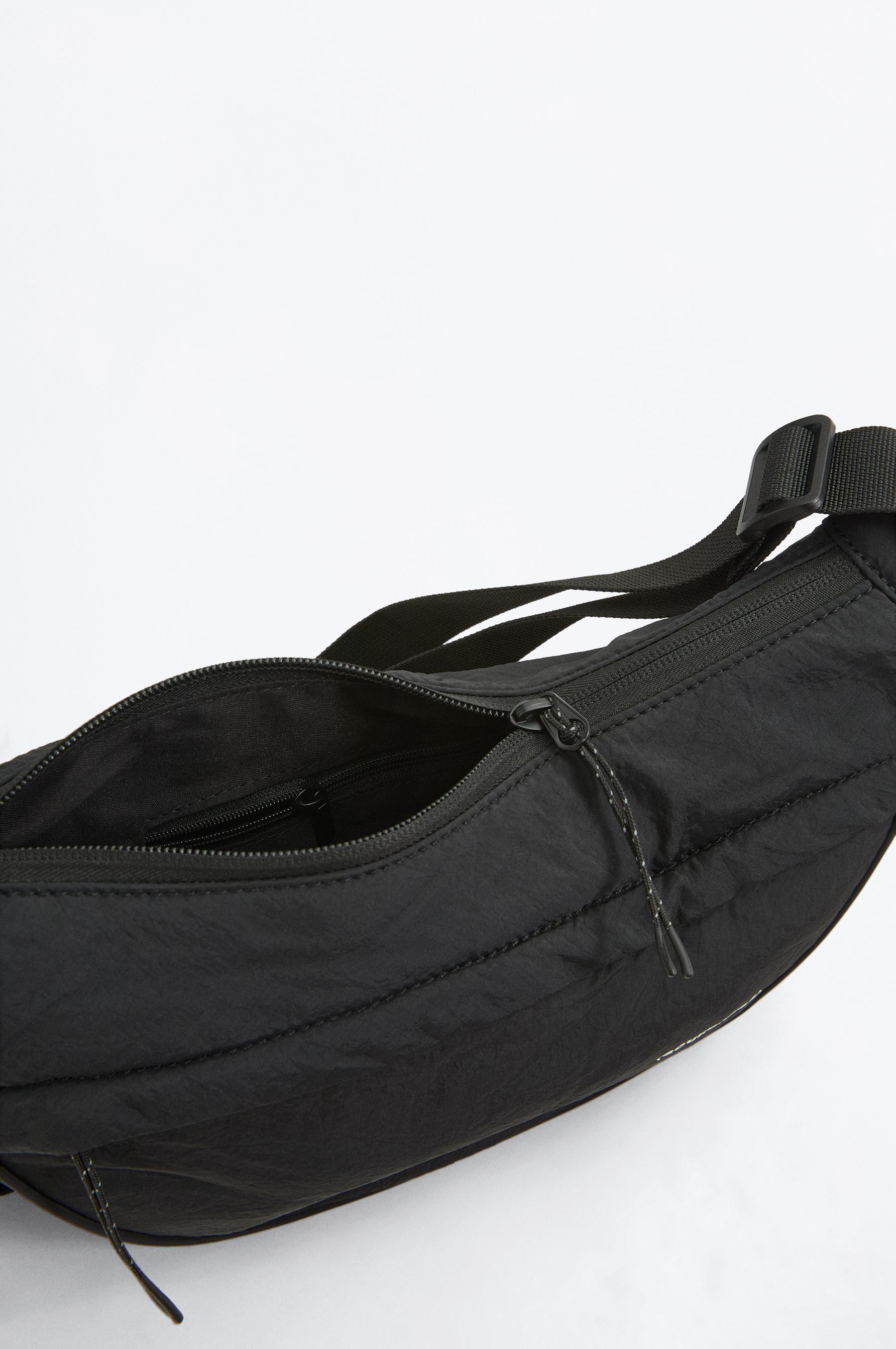 Soundness nylon half moon bag — BLACK