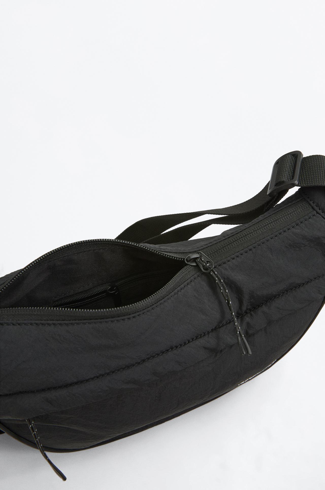 Soundness nylon half moon bag — BLACK