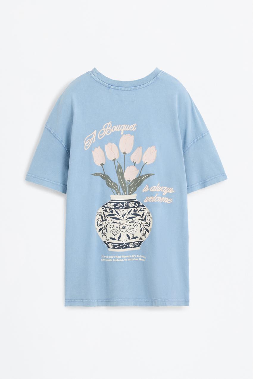 Flower Bouquet Tee Shirt Avec Motif Maxi Print T-shirt T-shirts