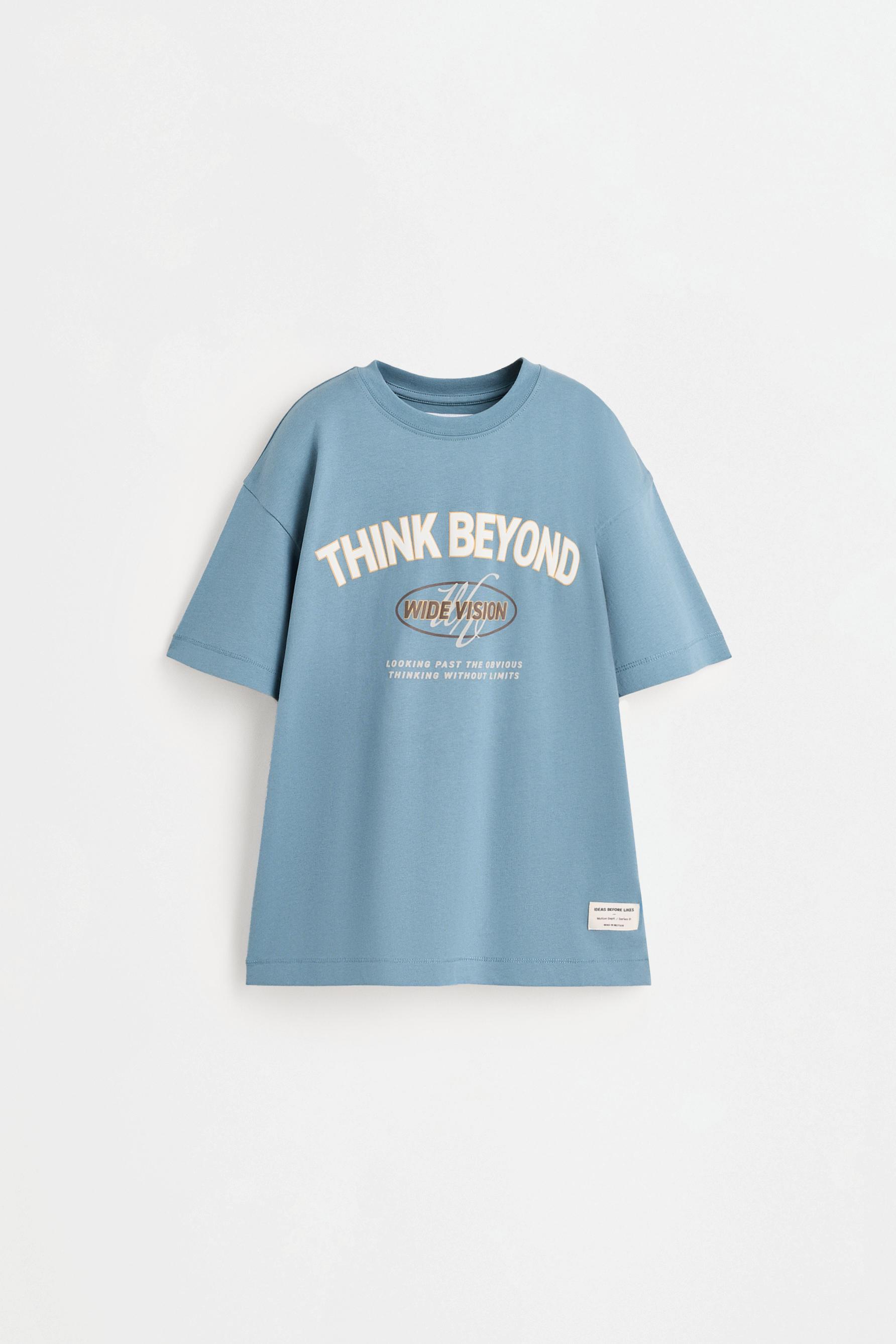 Raised print T-shirt — CORNFLOWER BLUE