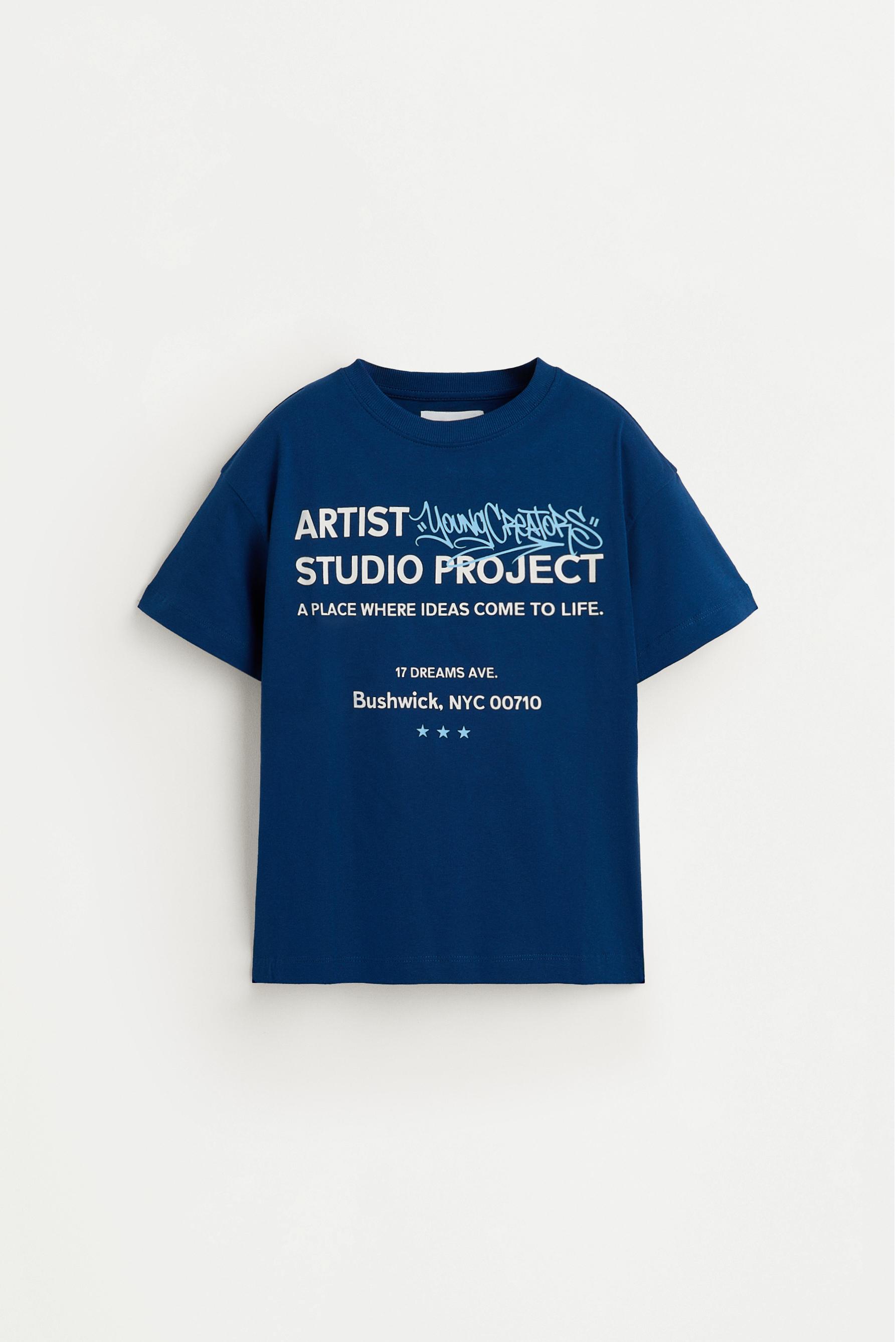 Printed T-shirt — DARK BLUE