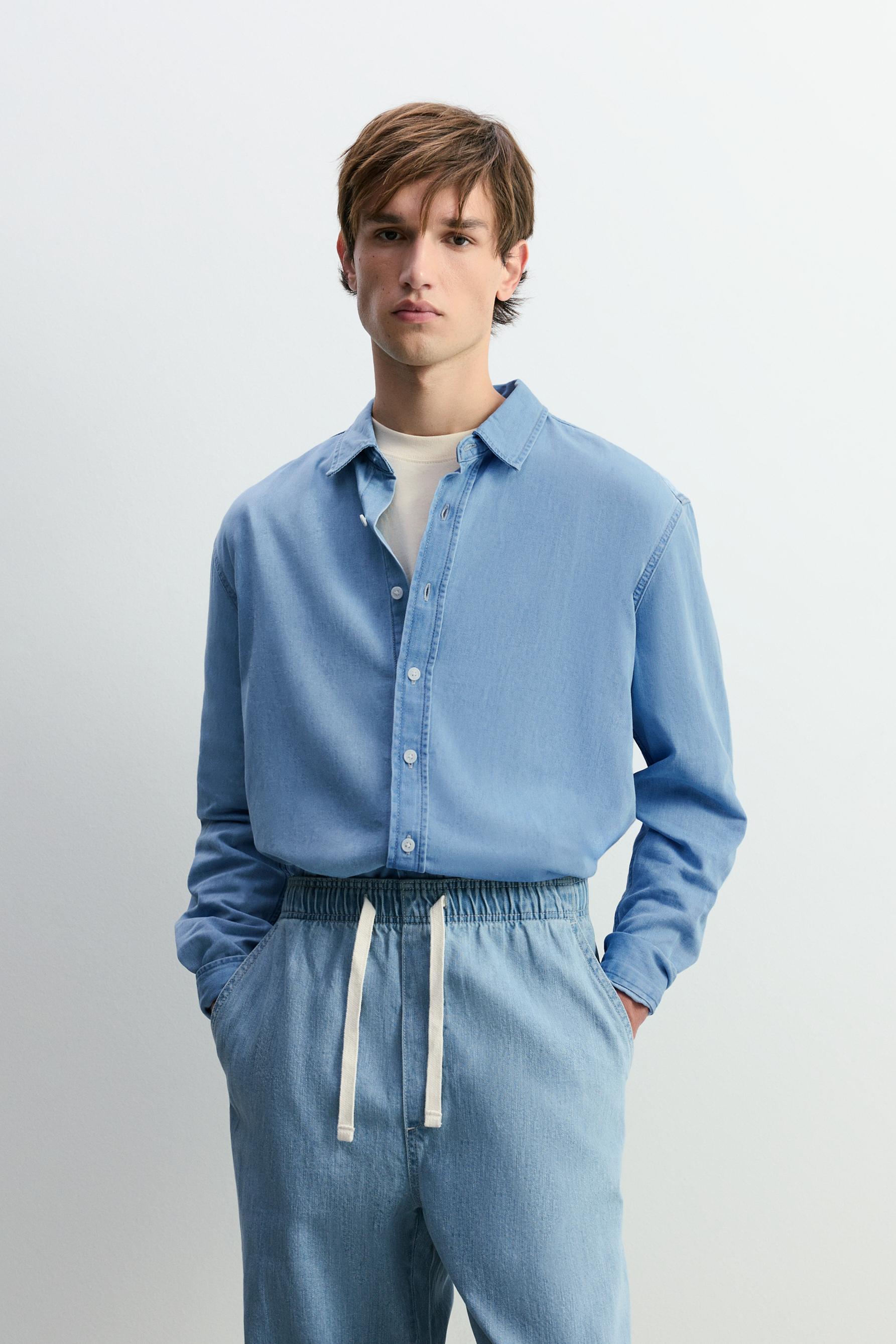 Oversize denim shirt — PALE BLUE