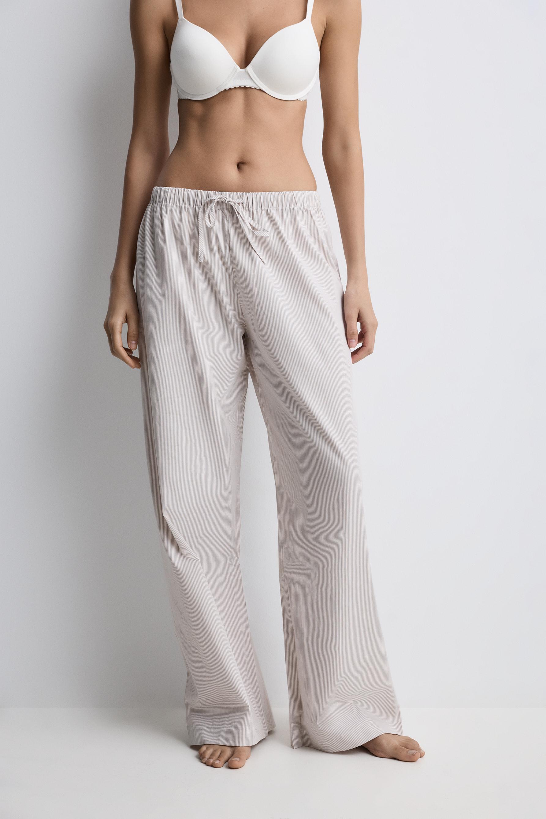 Striped pyjama bottoms — BEIGE