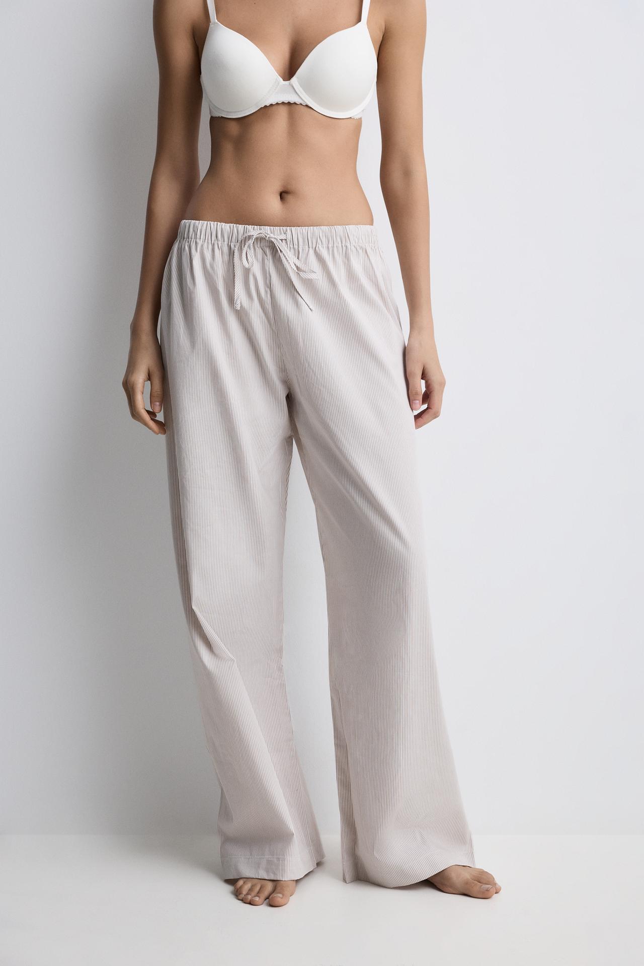 Striped pyjama bottoms — BEIGE