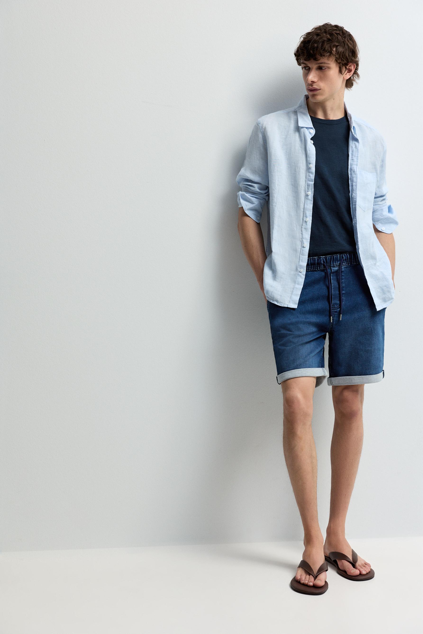 Denim jogger Bermuda shorts — INDIGO