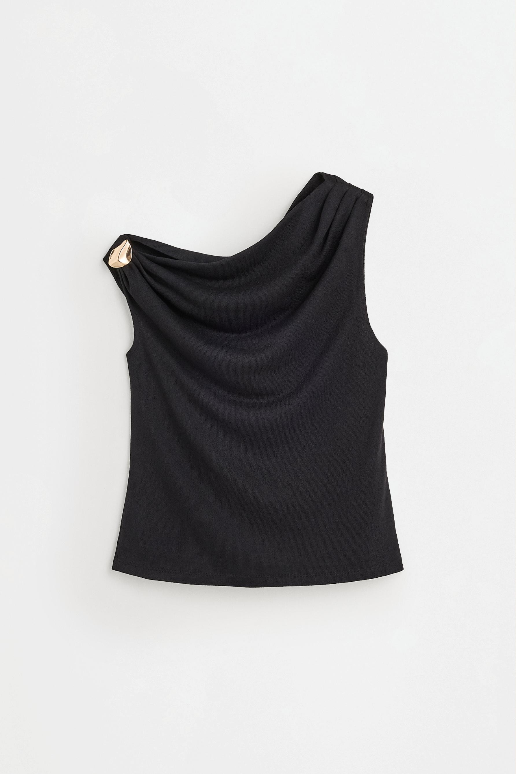 Asymmetric jewel top — BLACK