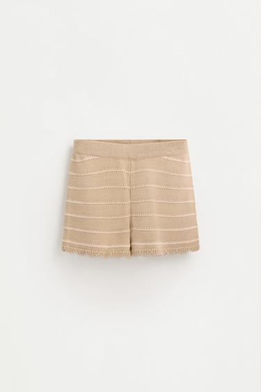 Girl's striped beige shorts — ECRU/BEIGE 1