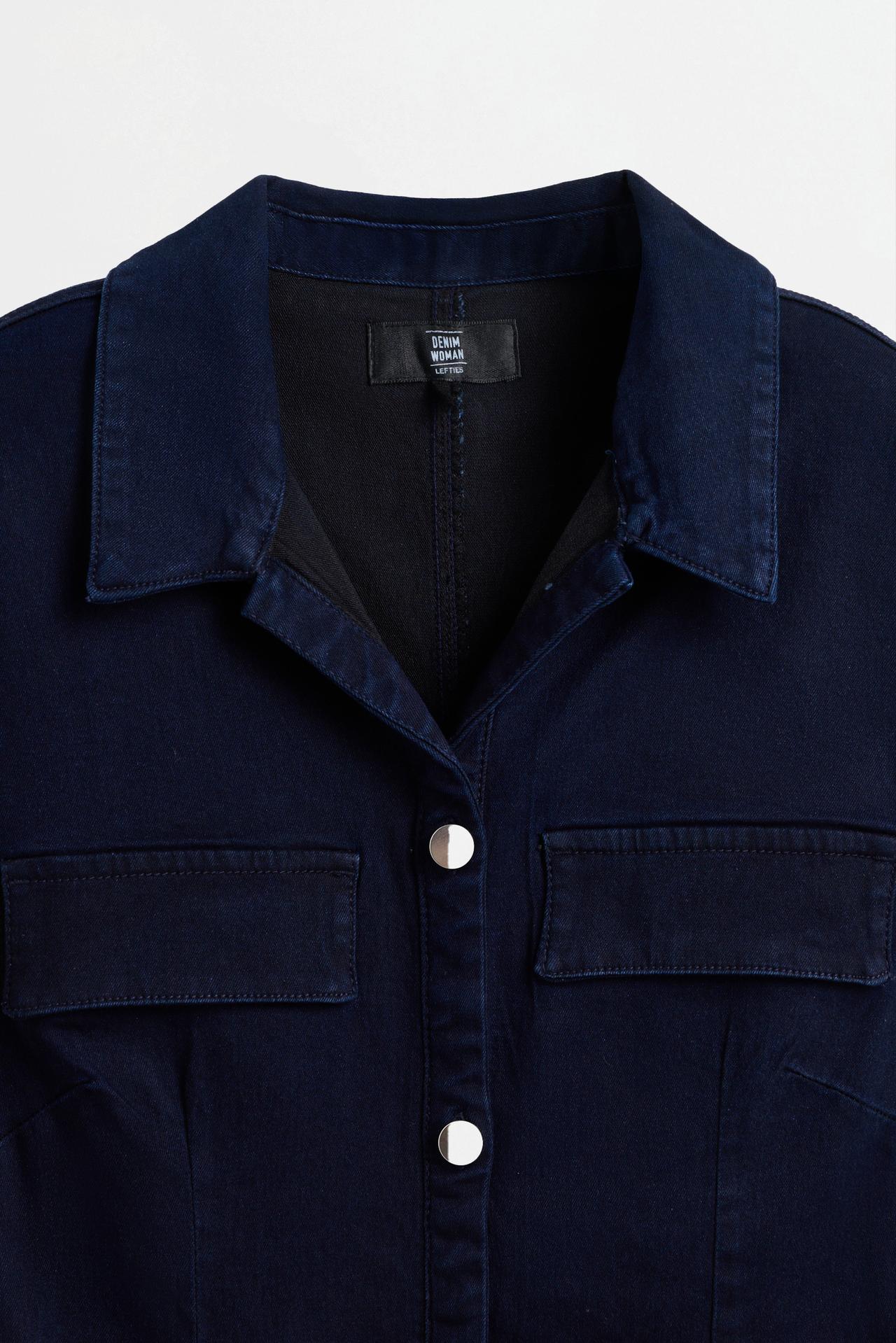 Fitted denim button-front dress — BLUE