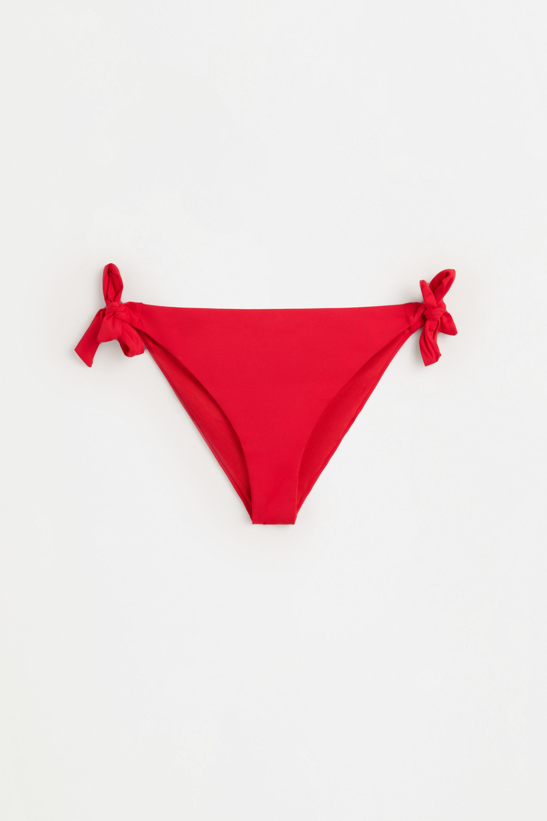Tie-side bikini bottom — RED