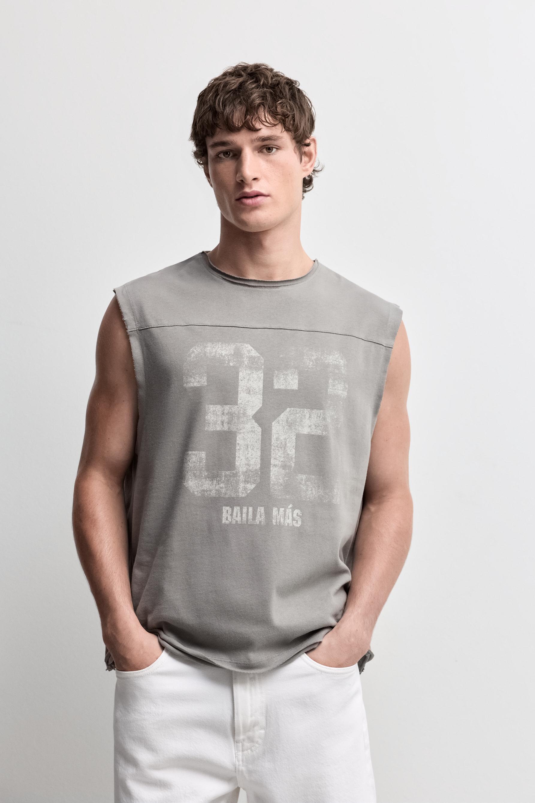 Faded effect printed sleeveless T-shirt — ASH