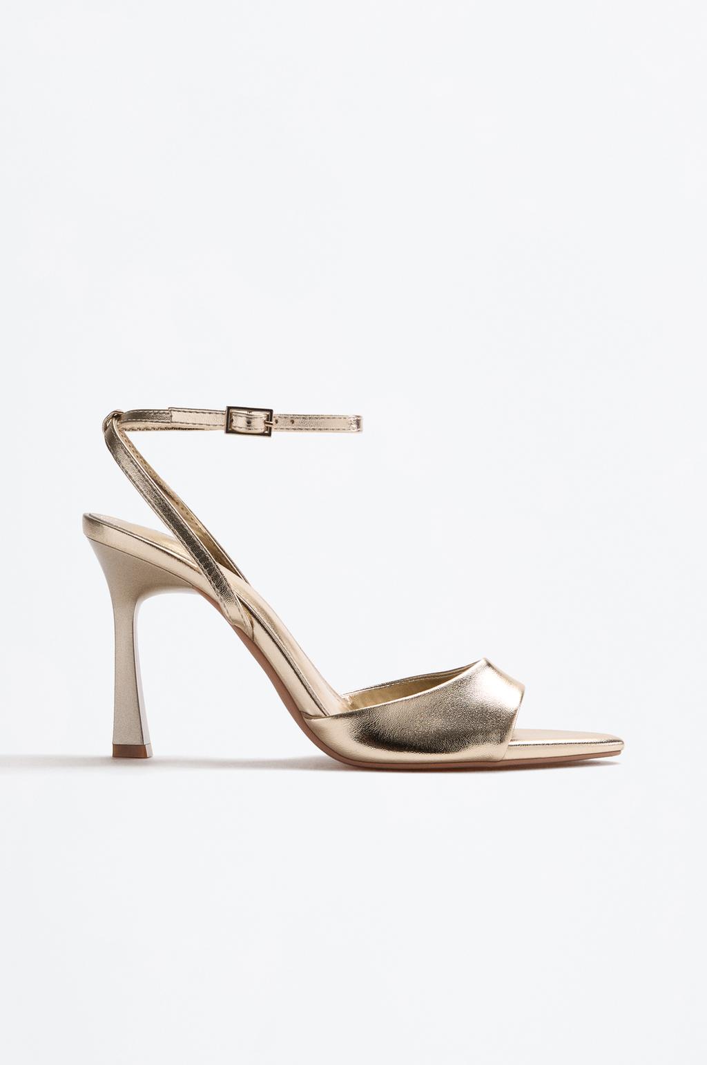 Metallic effect bracelet heel sandal