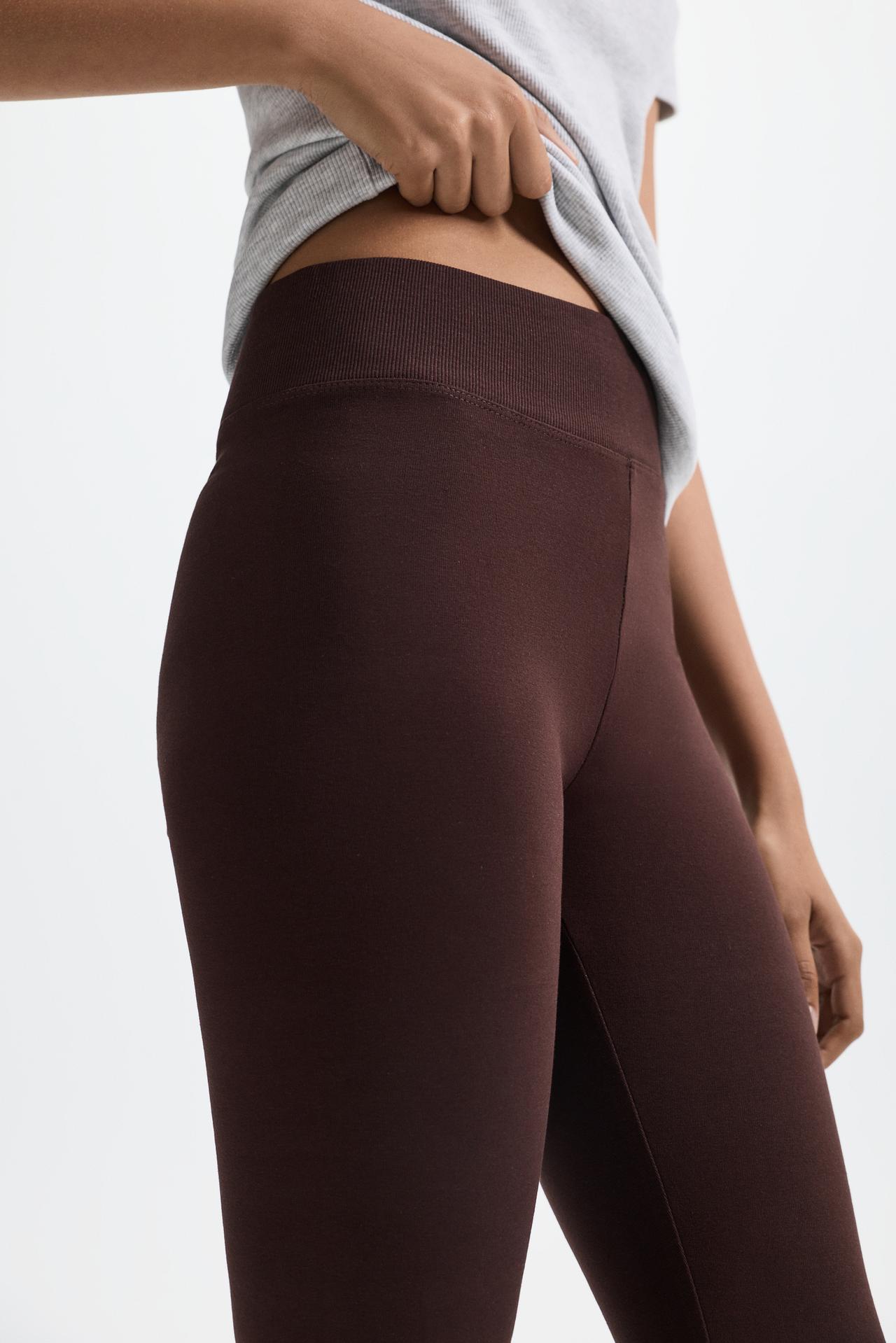 Ribbed waist leggings — CHOCOLATE