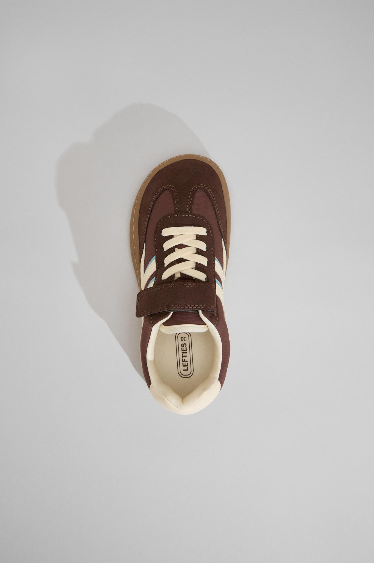 Barefoot mixed-material sneakers — BROWN