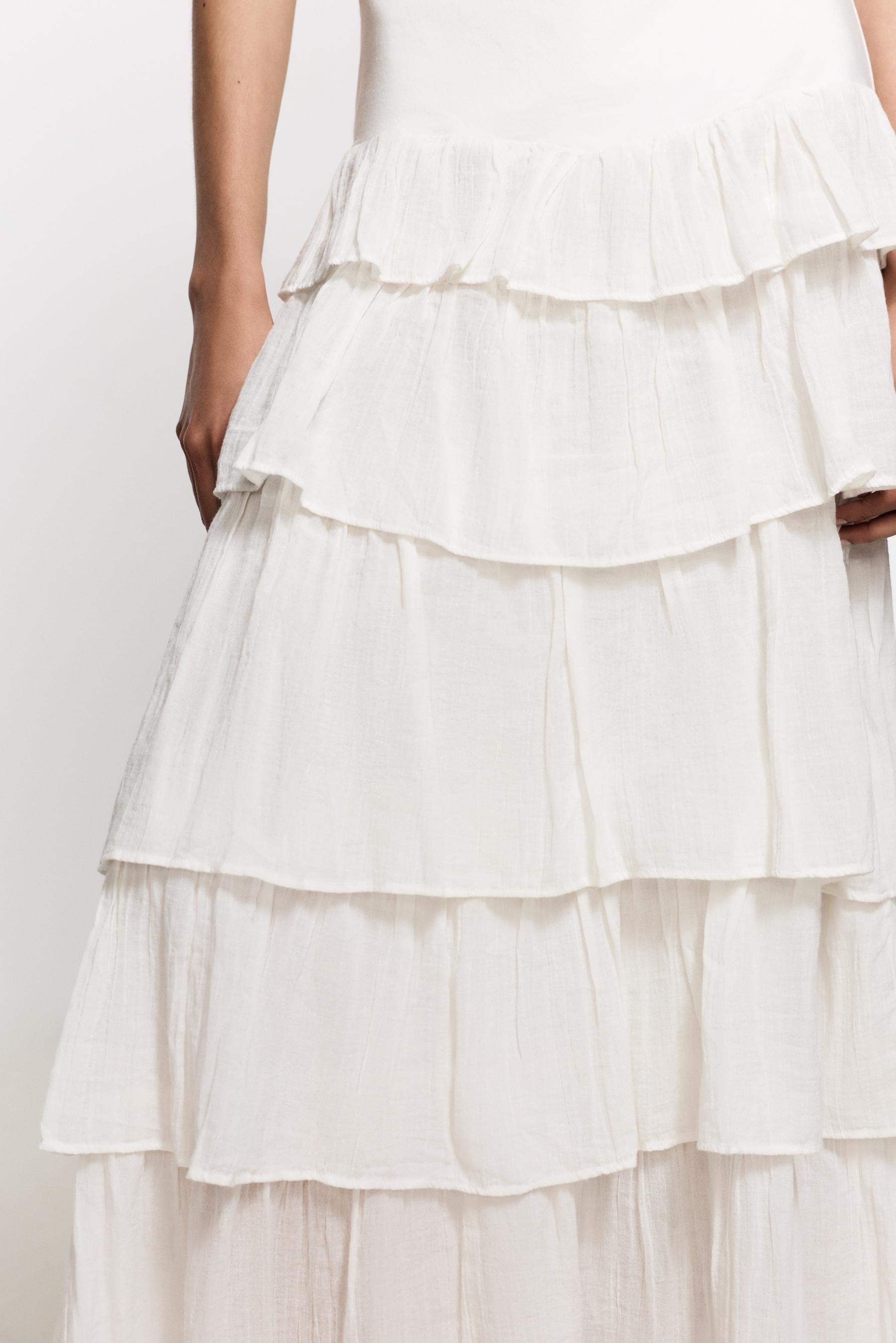 Ruffled midi skirt — OFF WHITE