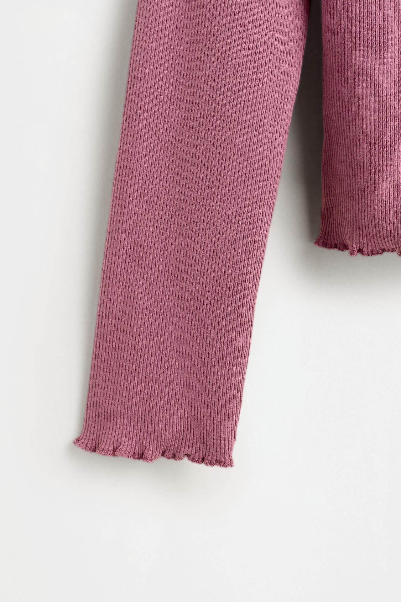Ribbed Ruffle T-shirt — DARK PLUM