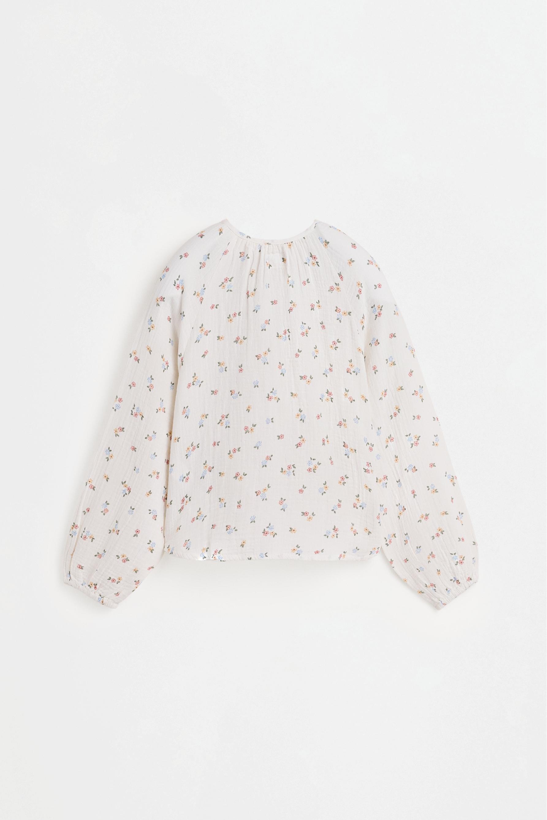Printed double gauze blouse — PINK