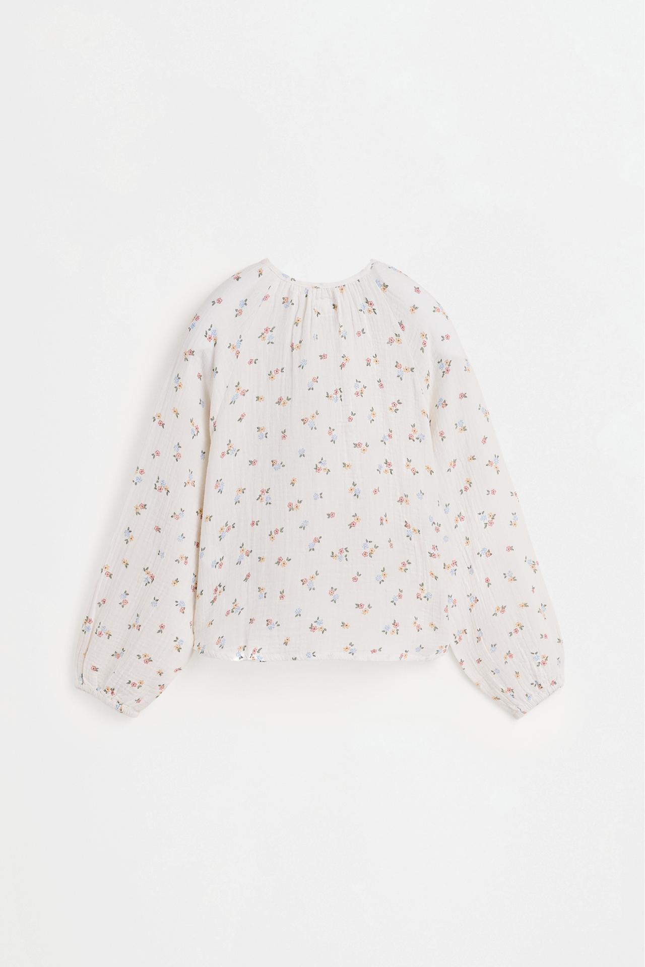 Printed double gauze blouse — PINK