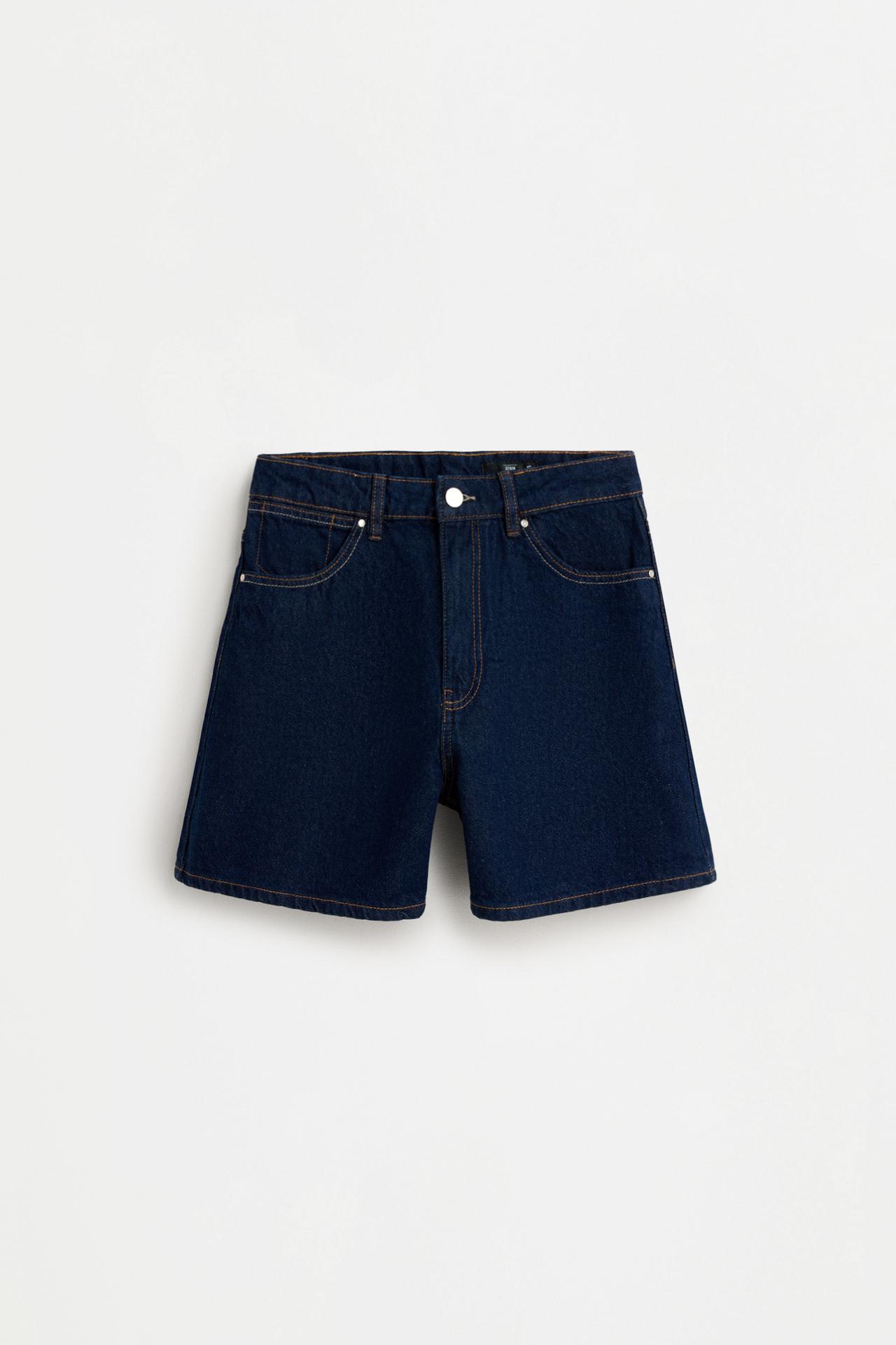 Basic mom fit denim shorts — DARK BLUE