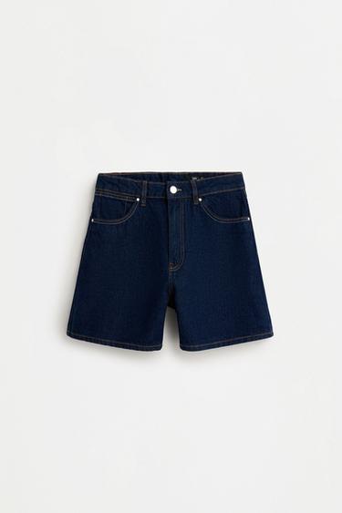 Basic mom fit denim shorts — DARK BLUE 6