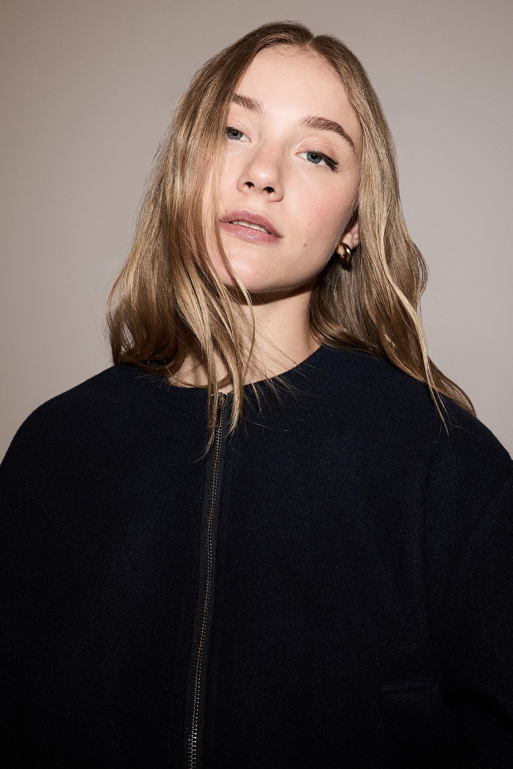 Felt bomber jacket — NAVY