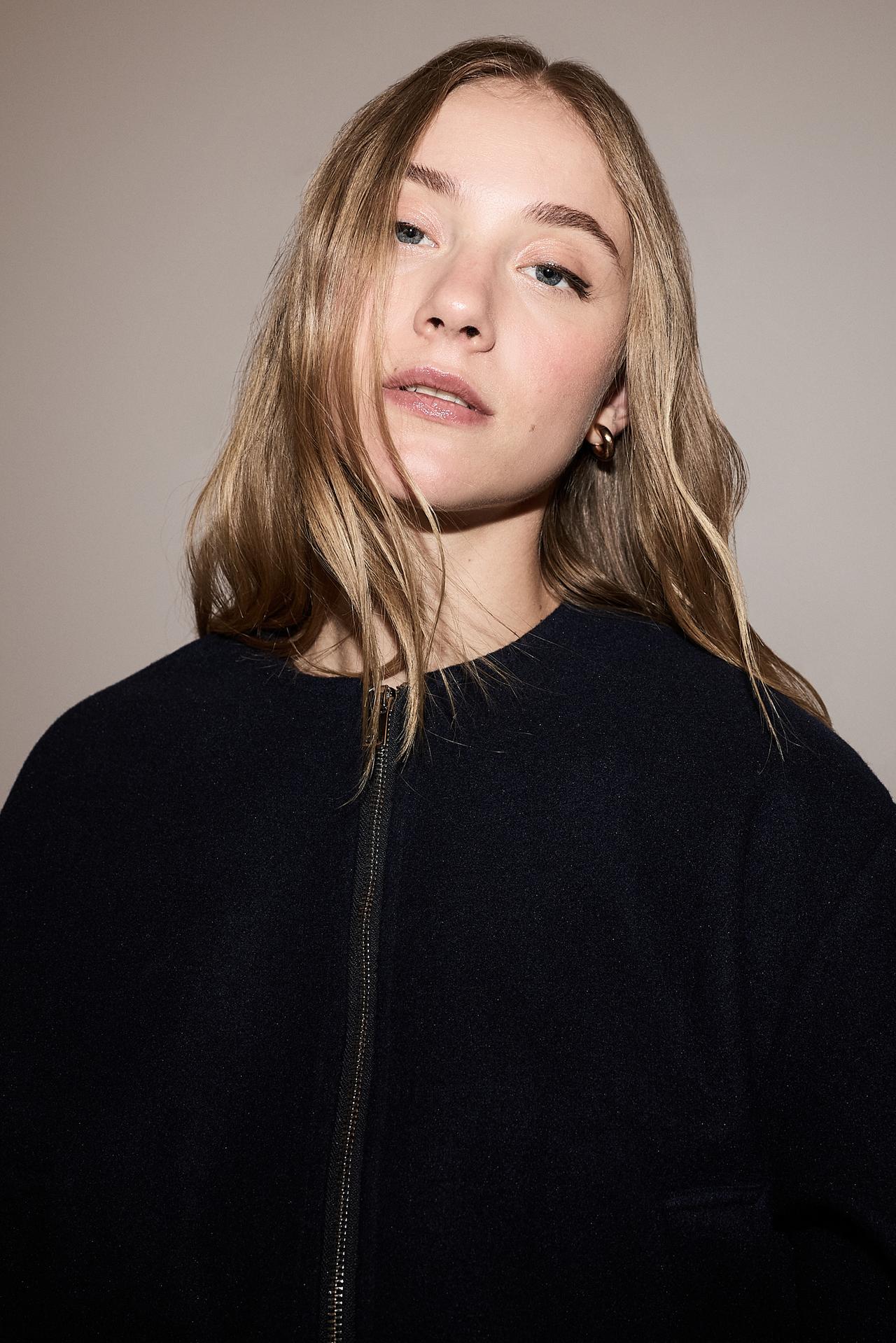 Felt bomber jacket — NAVY