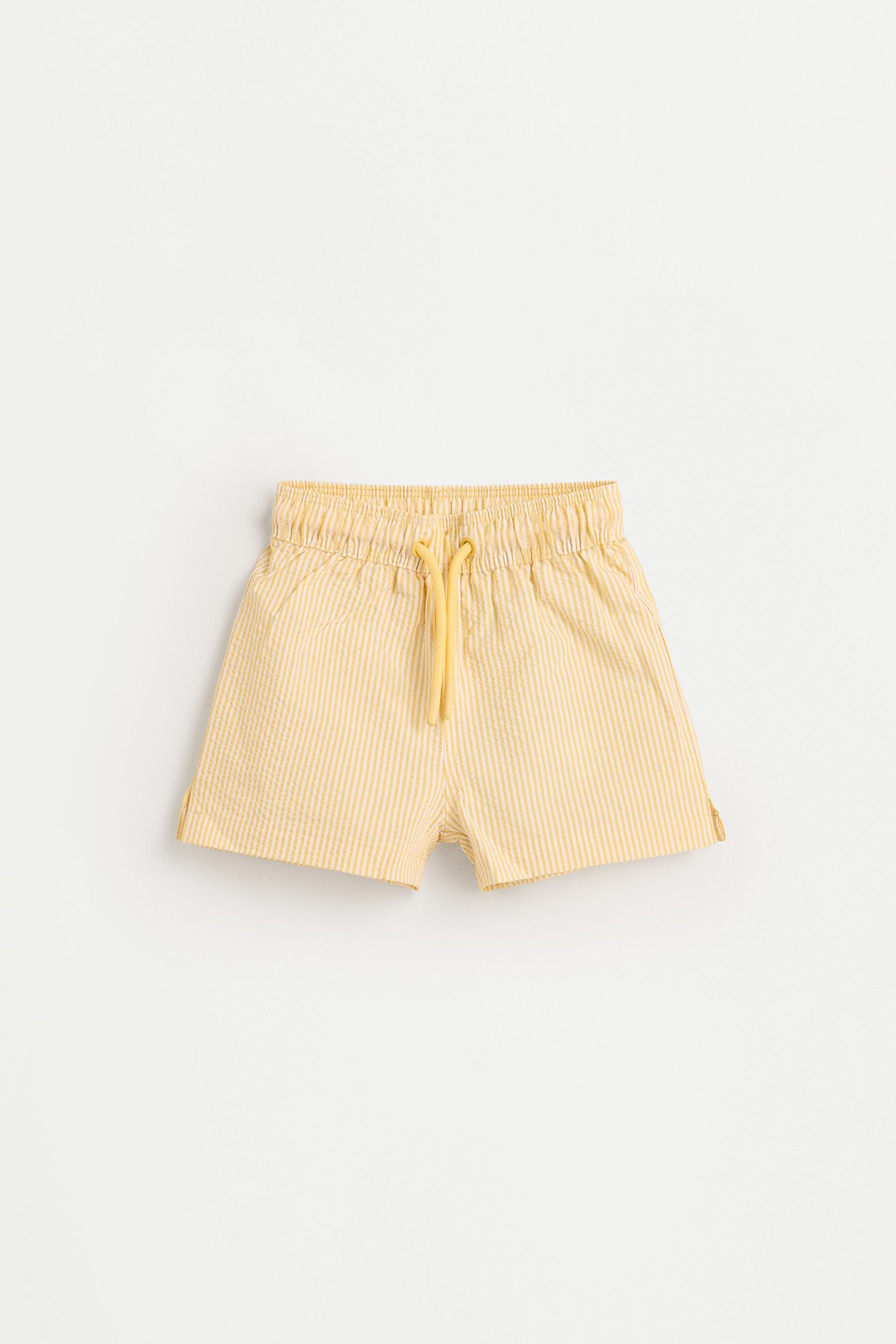 Striped seersucker swim shorts — LEMON YELLOW