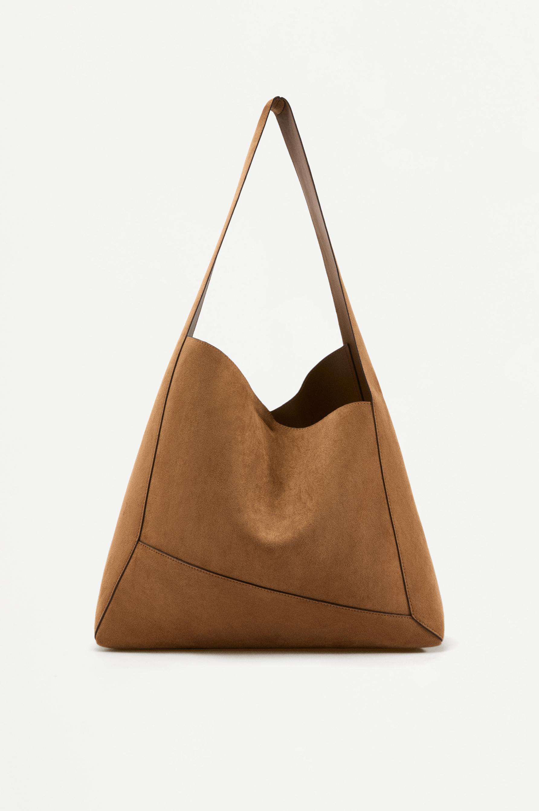 Asymmetric shopper bag — CAMEL