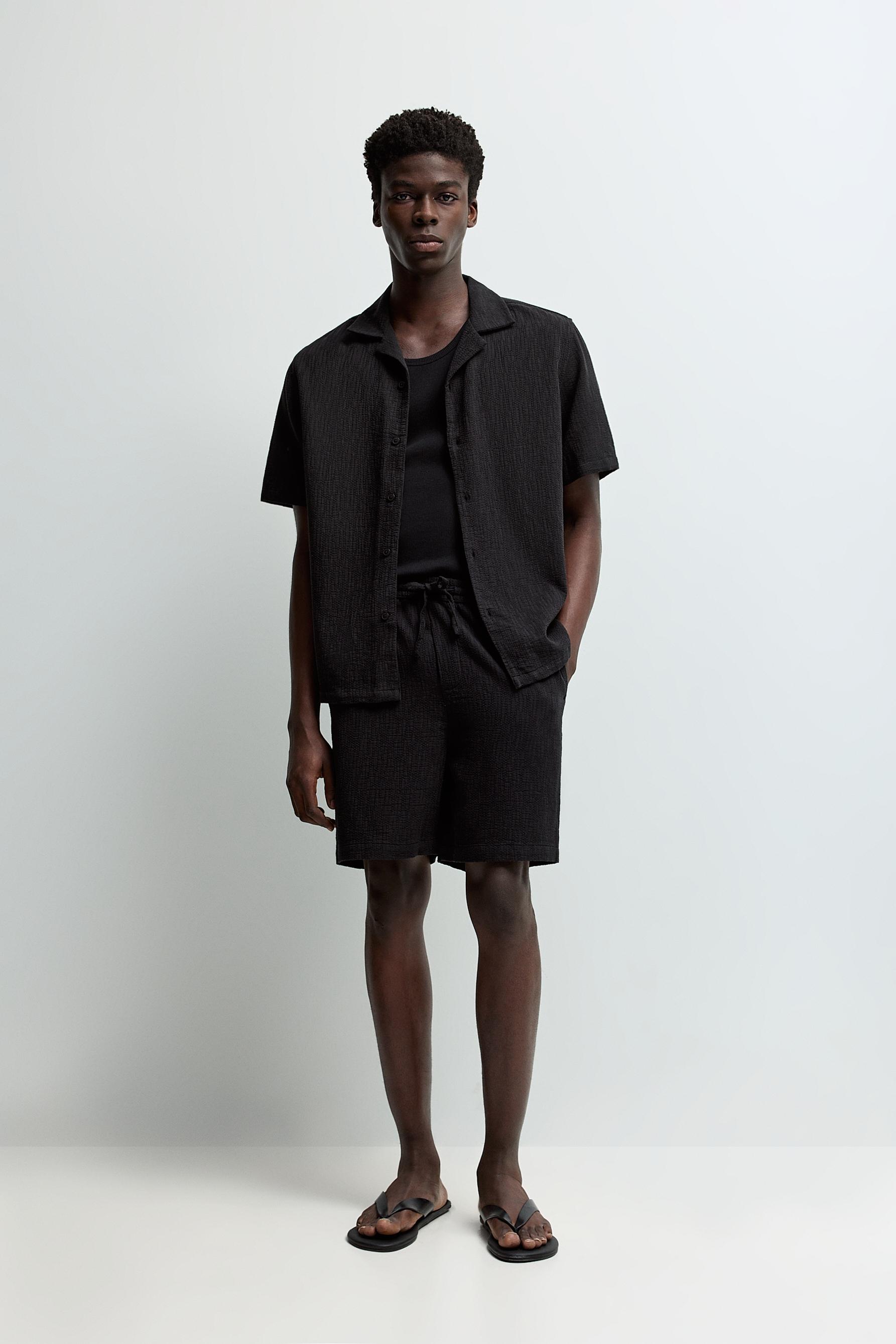 Relaxed fit jacquard shirt — BLACK