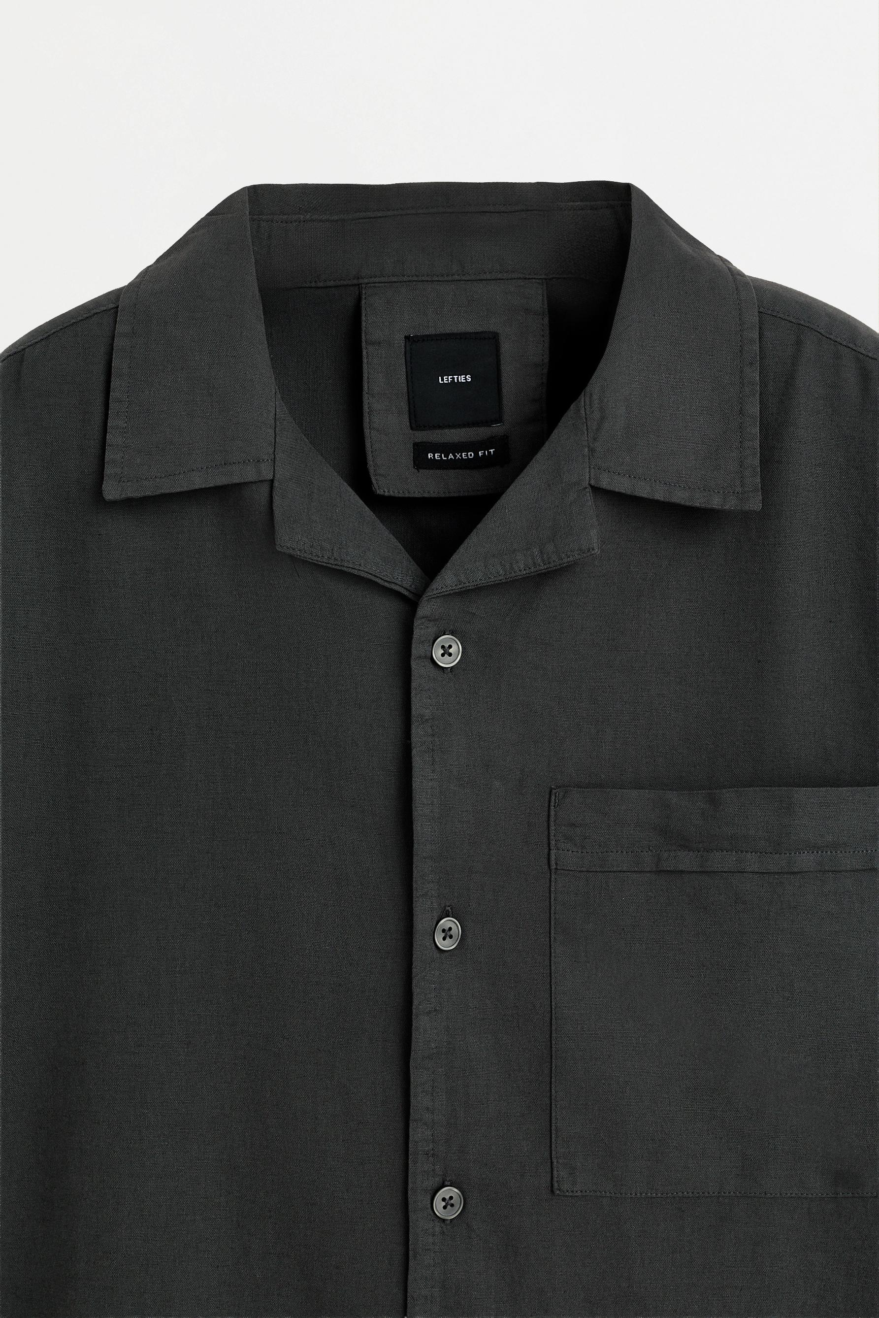 Linen-cotton resort shirt — PETROL BLUE