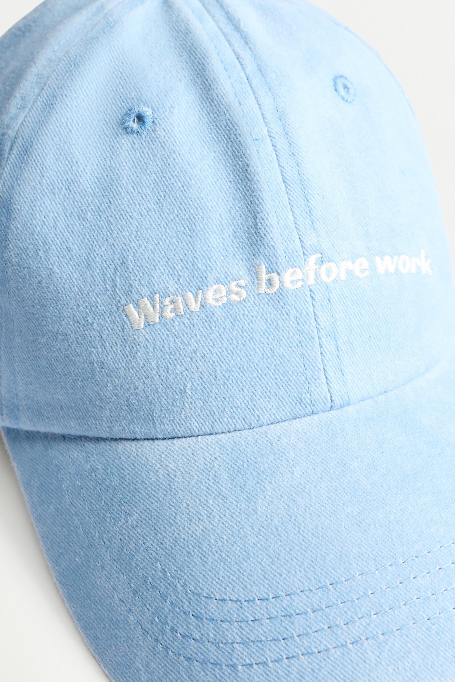 Faded-effect embroidered cap — SKY BLUE