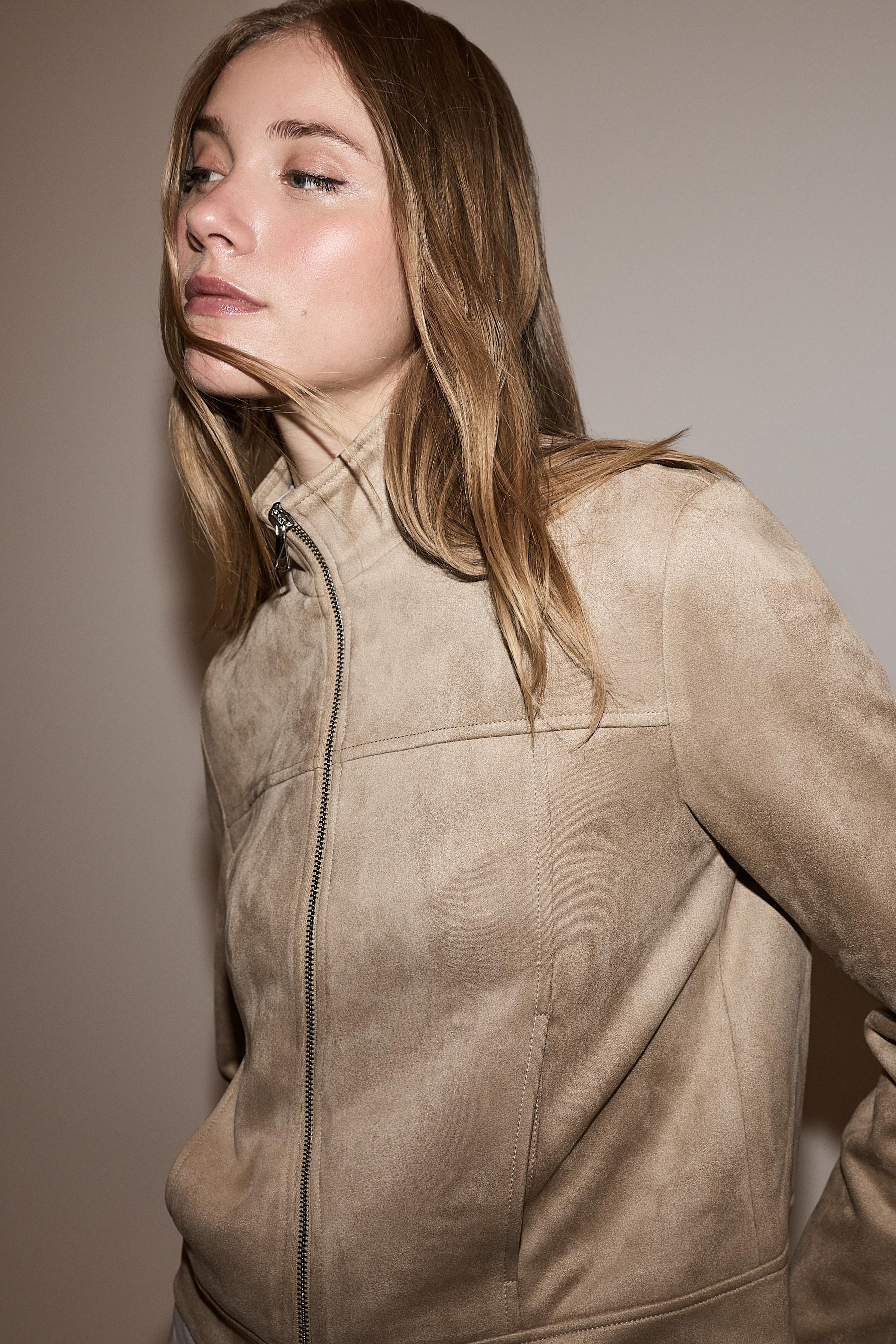 Faux suede jacket — TAUPE BROWN