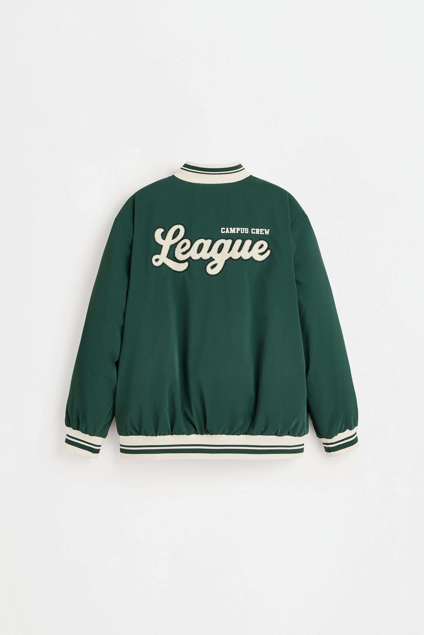 Bomber jacket with patches — TEAL GREEN